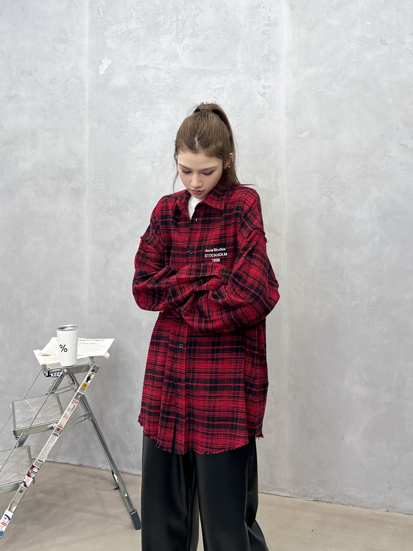 🌾Acne ｜ 新款休闲衬衣，成衣洗水前后印花工艺加全棉色织格纹面料，男女同款，尺码sml