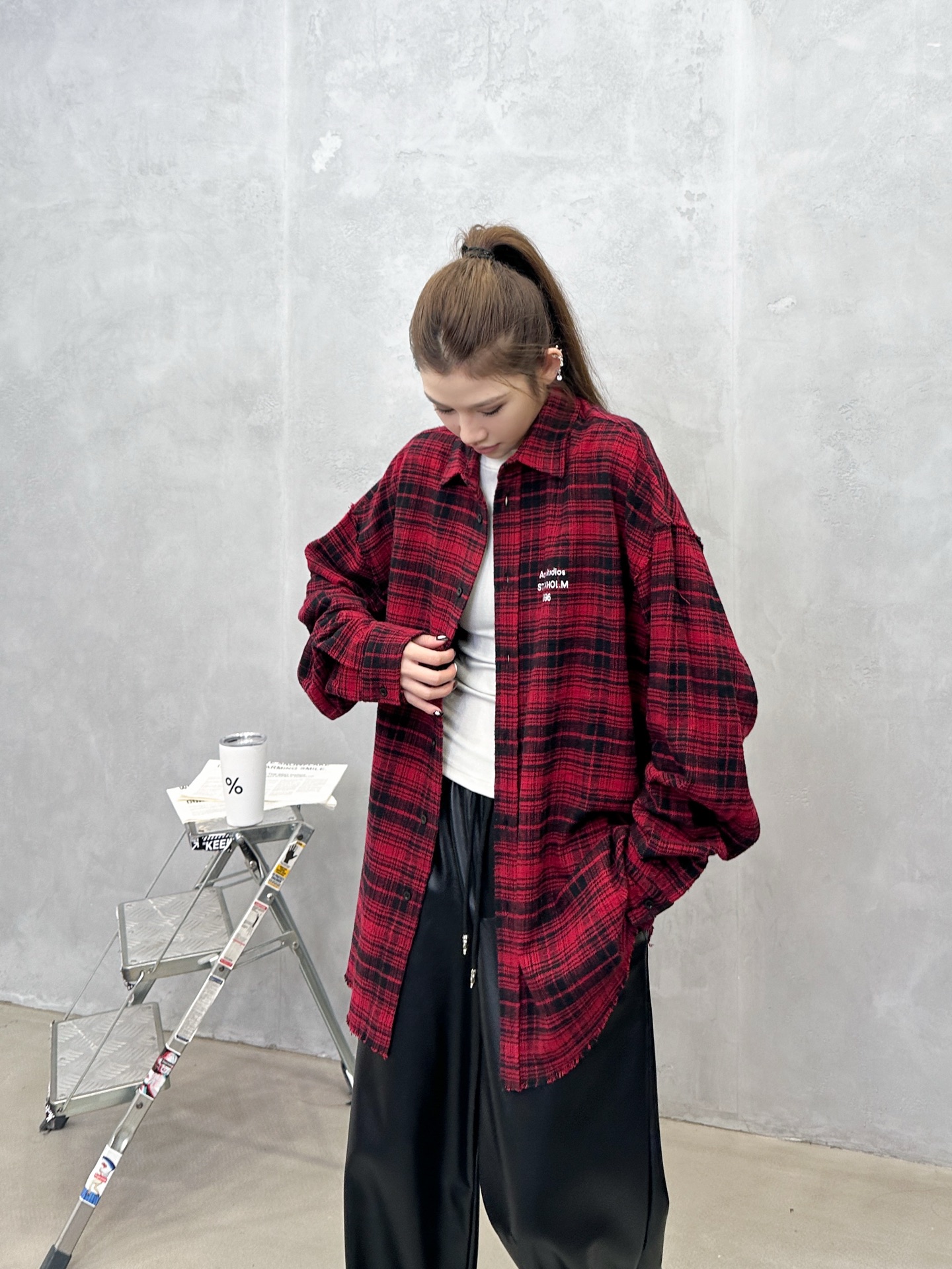 🌾Acne ｜ 新款休闲衬衣，成衣洗水前后印花工艺加全棉色织格纹面料，男女同款，尺码sml