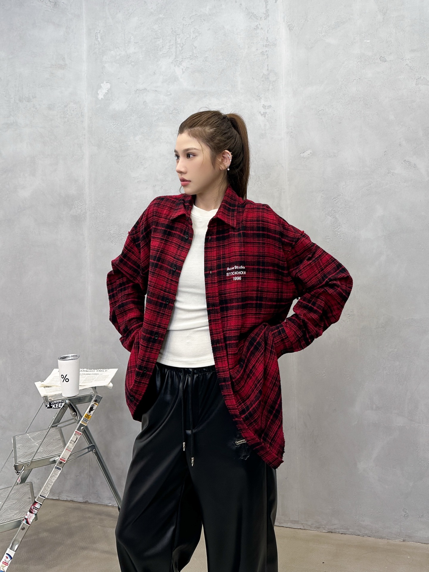 🌾Acne ｜ 新款休闲衬衣，成衣洗水前后印花工艺加全棉色织格纹面料，男女同款，尺码sml