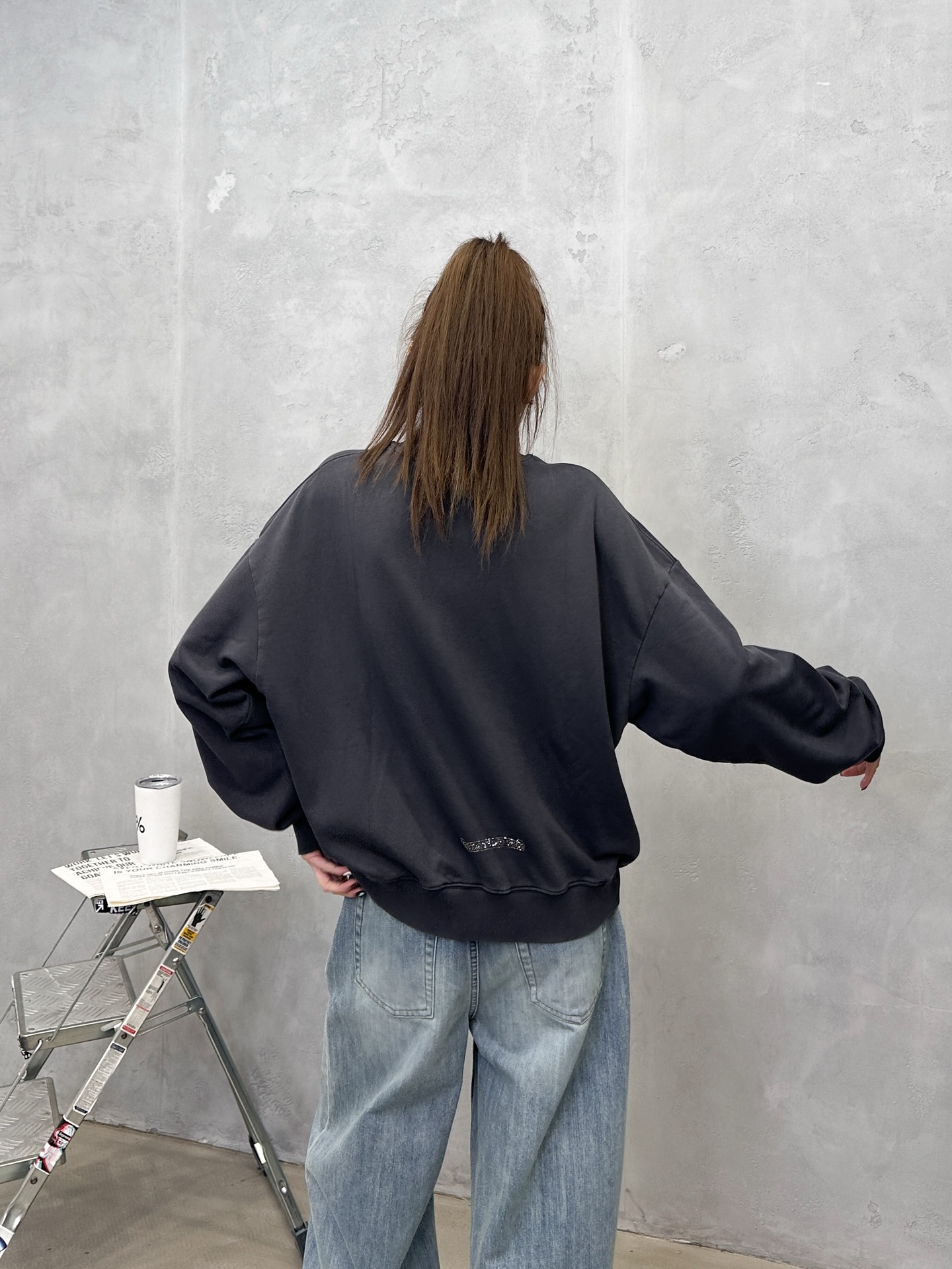 🌾克罗心 ｜ 新款圆领卫衣，成衣洗水喷色吊磨工艺加烫钻，男女同款，尺码sml