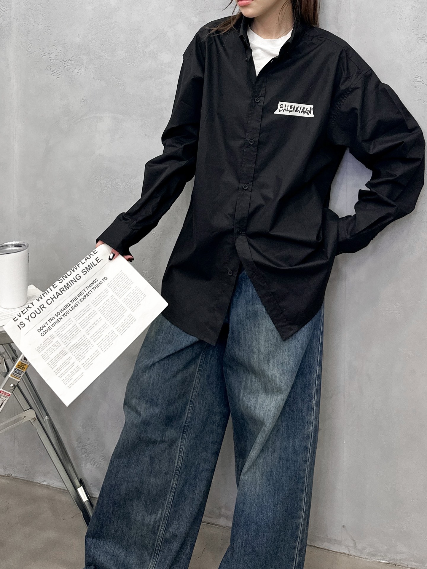 🌾巴黎 ｜ 新款休闲衬衣，成衣洗水加软工艺，多层次仿胶布印花，日本进口高密全棉衬衣面料，男女同款，尺码s