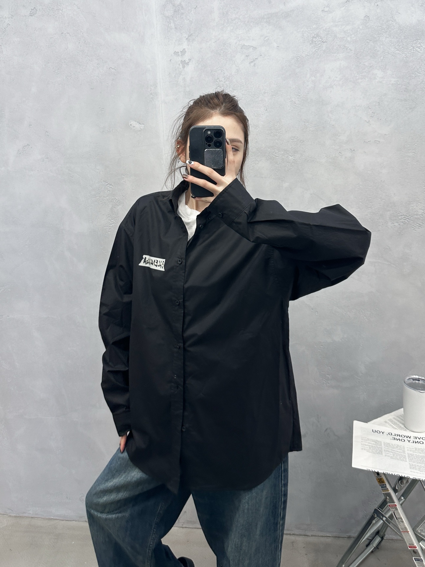 🌾巴黎 ｜ 新款休闲衬衣，成衣洗水加软工艺，多层次仿胶布印花，日本进口高密全棉衬衣面料，男女同款，尺码s