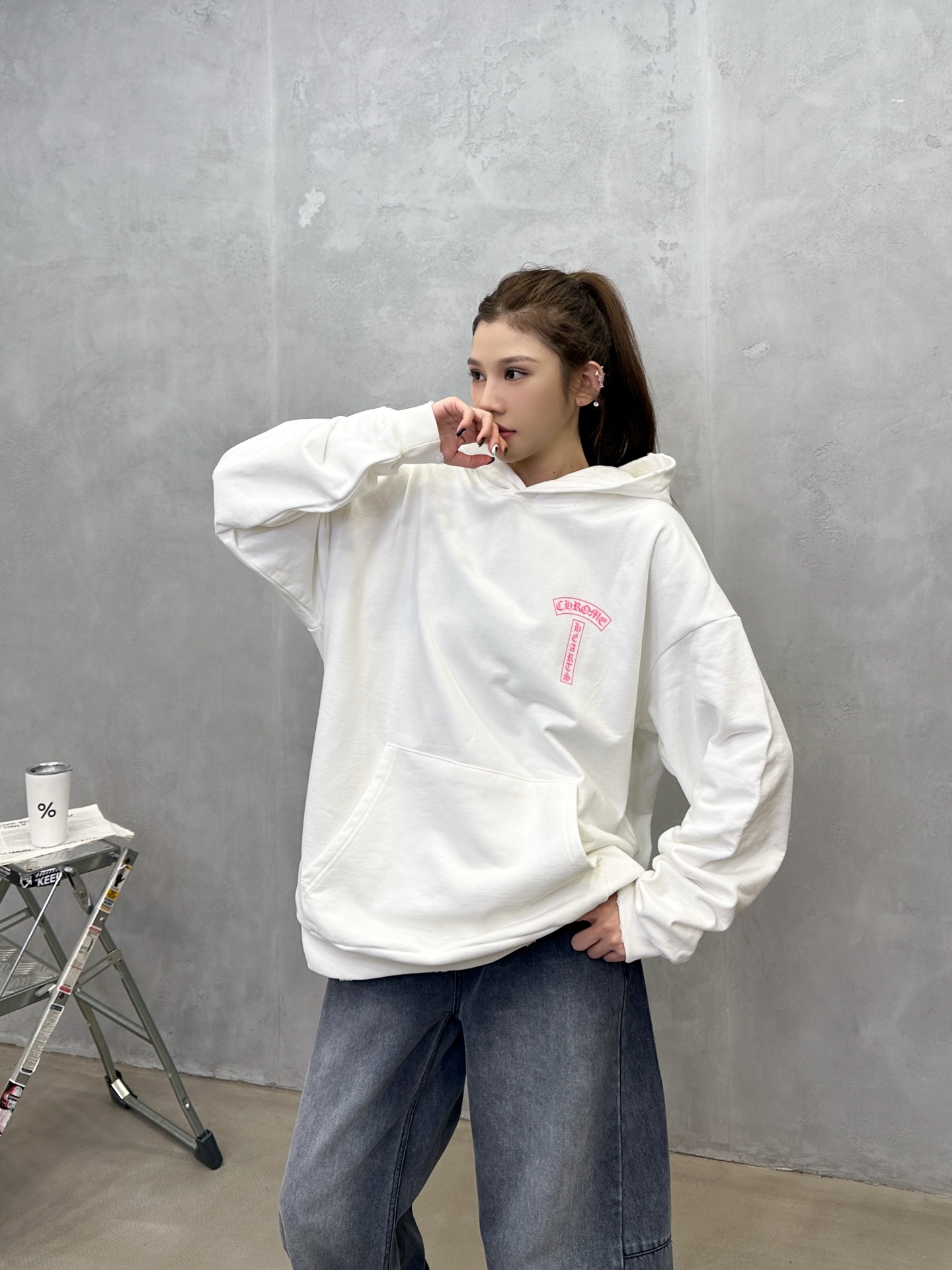 克罗心 ｜ 新款连帽卫衣，成衣洗水炒色喷色吊磨工艺加前后印花，男女同款，尺码sml