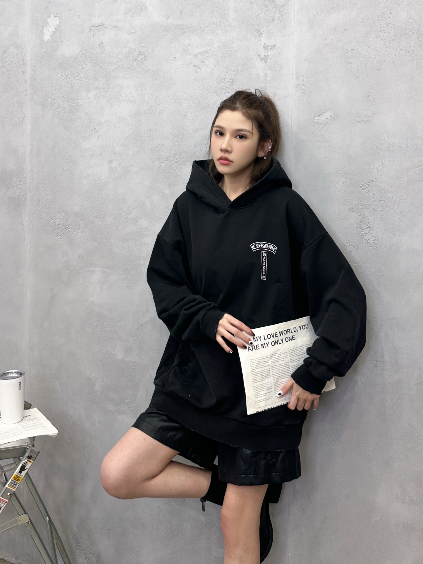 克罗心 ｜ 新款连帽卫衣，成衣洗水炒色喷色吊磨工艺加前后印花，男女同款，尺码sml