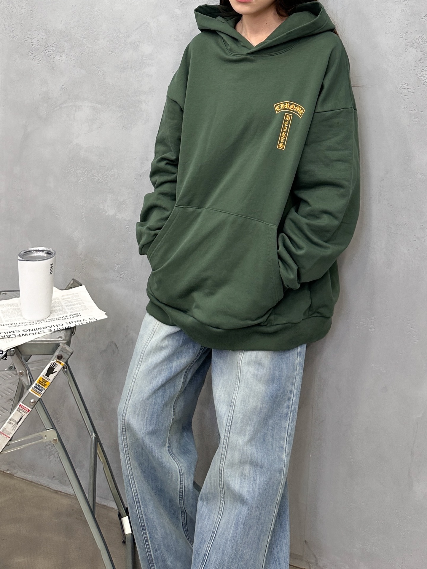 克罗心 ｜ 新款连帽卫衣，成衣洗水炒色喷色吊磨工艺加前后印花，男女同款，尺码sml