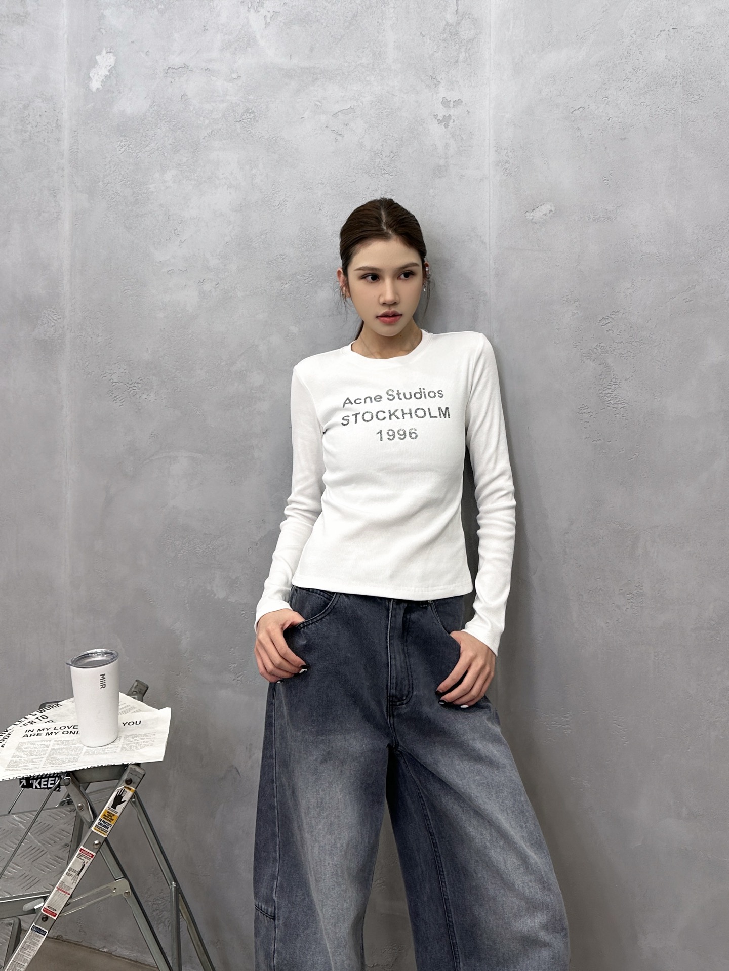 克罗心 ｜ 新款长袖打底，成衣洗水加特殊硅胶烫银印花工艺，休闲时尚，尺码sml