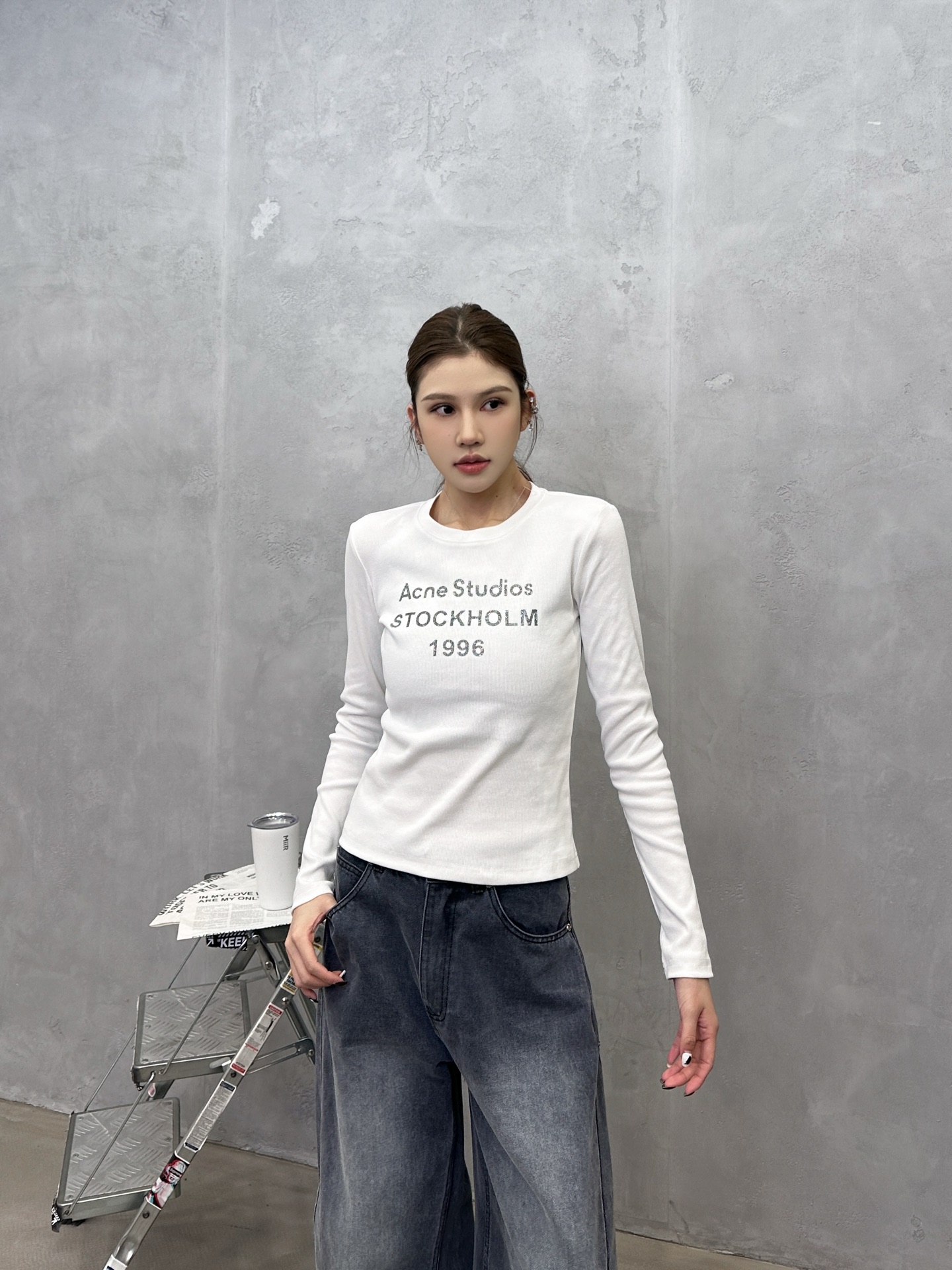 克罗心 ｜ 新款长袖打底，成衣洗水加特殊硅胶烫银印花工艺，休闲时尚，尺码sml