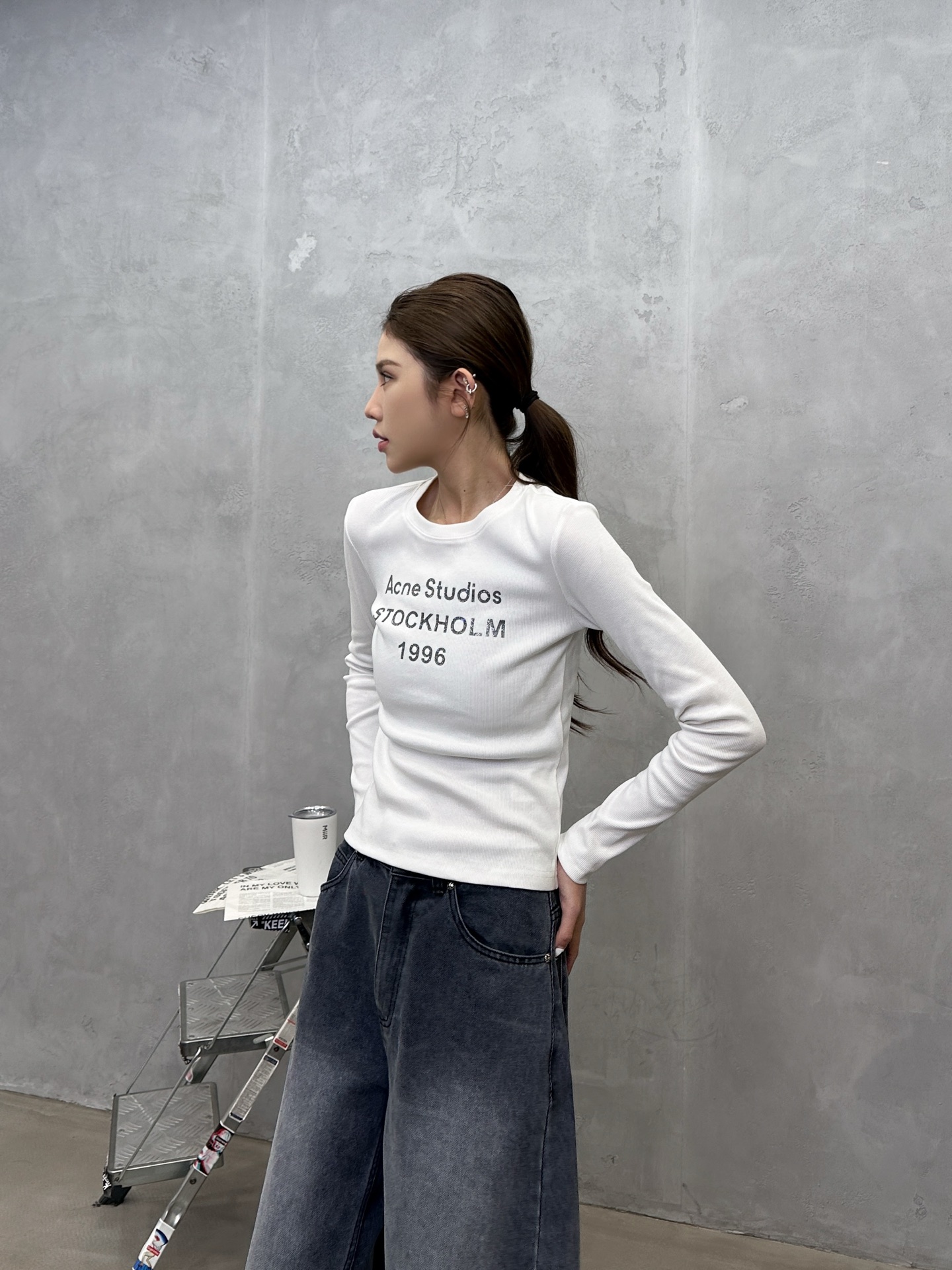 克罗心 ｜ 新款长袖打底，成衣洗水加特殊硅胶烫银印花工艺，休闲时尚，尺码sml