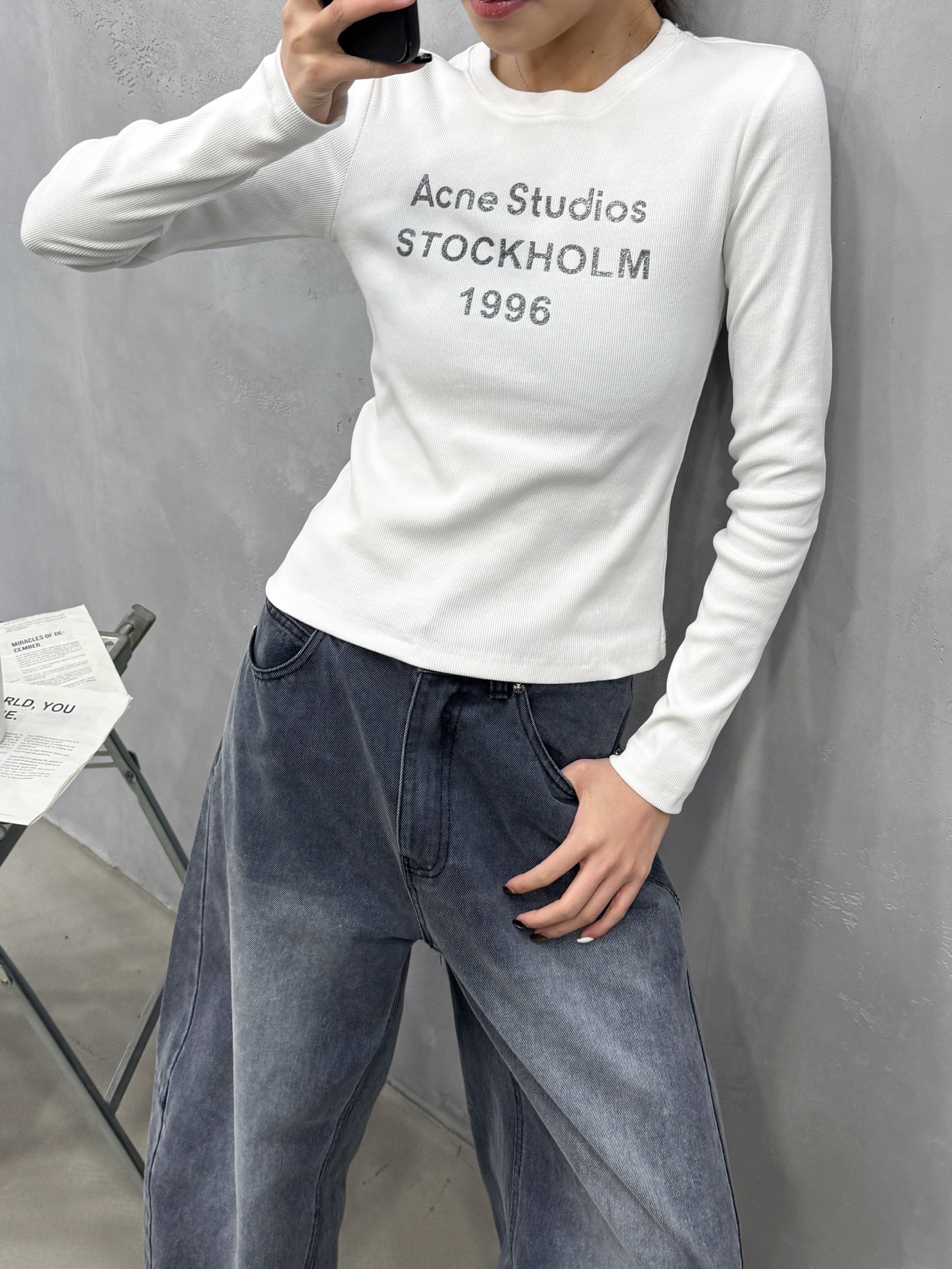 克罗心 ｜ 新款长袖打底，成衣洗水加特殊硅胶烫银印花工艺，休闲时尚，尺码sml