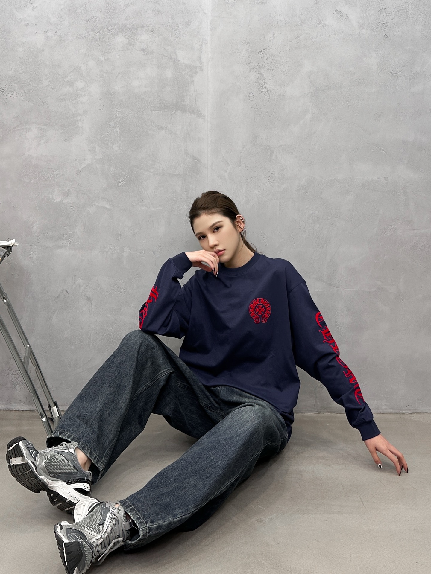 克罗心 ｜ 新款长袖t，成衣洗水加6处植绒印花工艺，男女同款，尺码sml