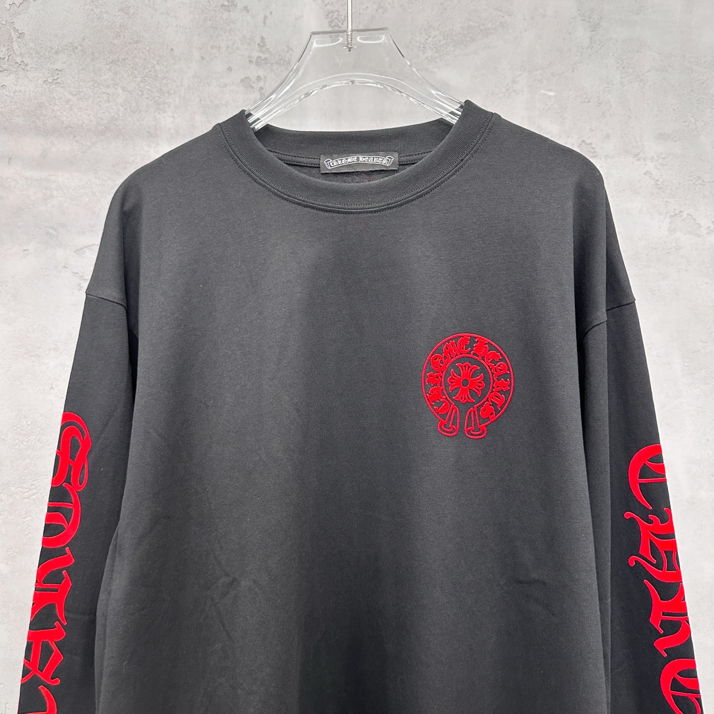 克罗心 ｜ 新款长袖t，成衣洗水加6处植绒印花工艺，男女同款，尺码sml