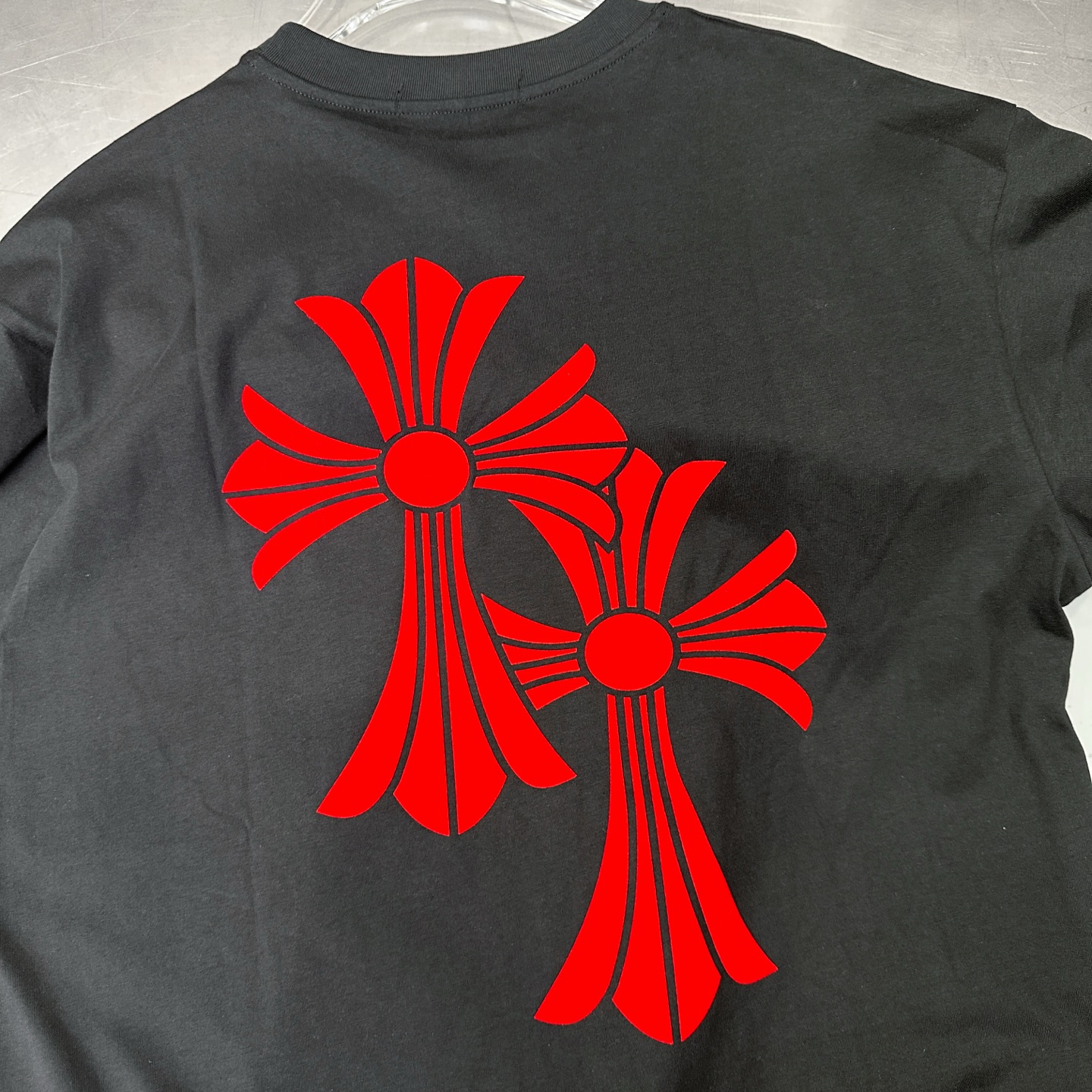 克罗心 ｜ 新款长袖t，成衣洗水加6处植绒印花工艺，男女同款，尺码sml