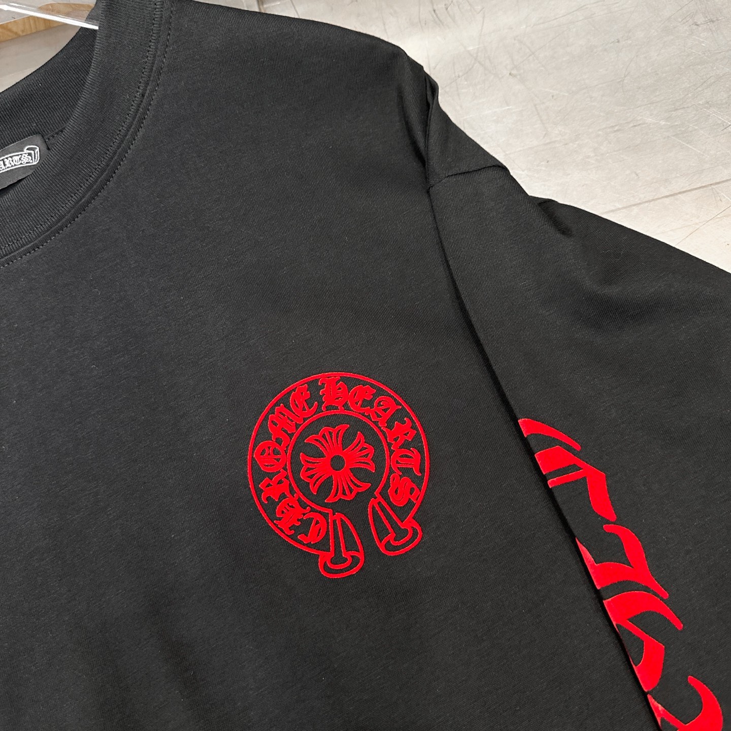 克罗心 ｜ 新款长袖t，成衣洗水加6处植绒印花工艺，男女同款，尺码sml