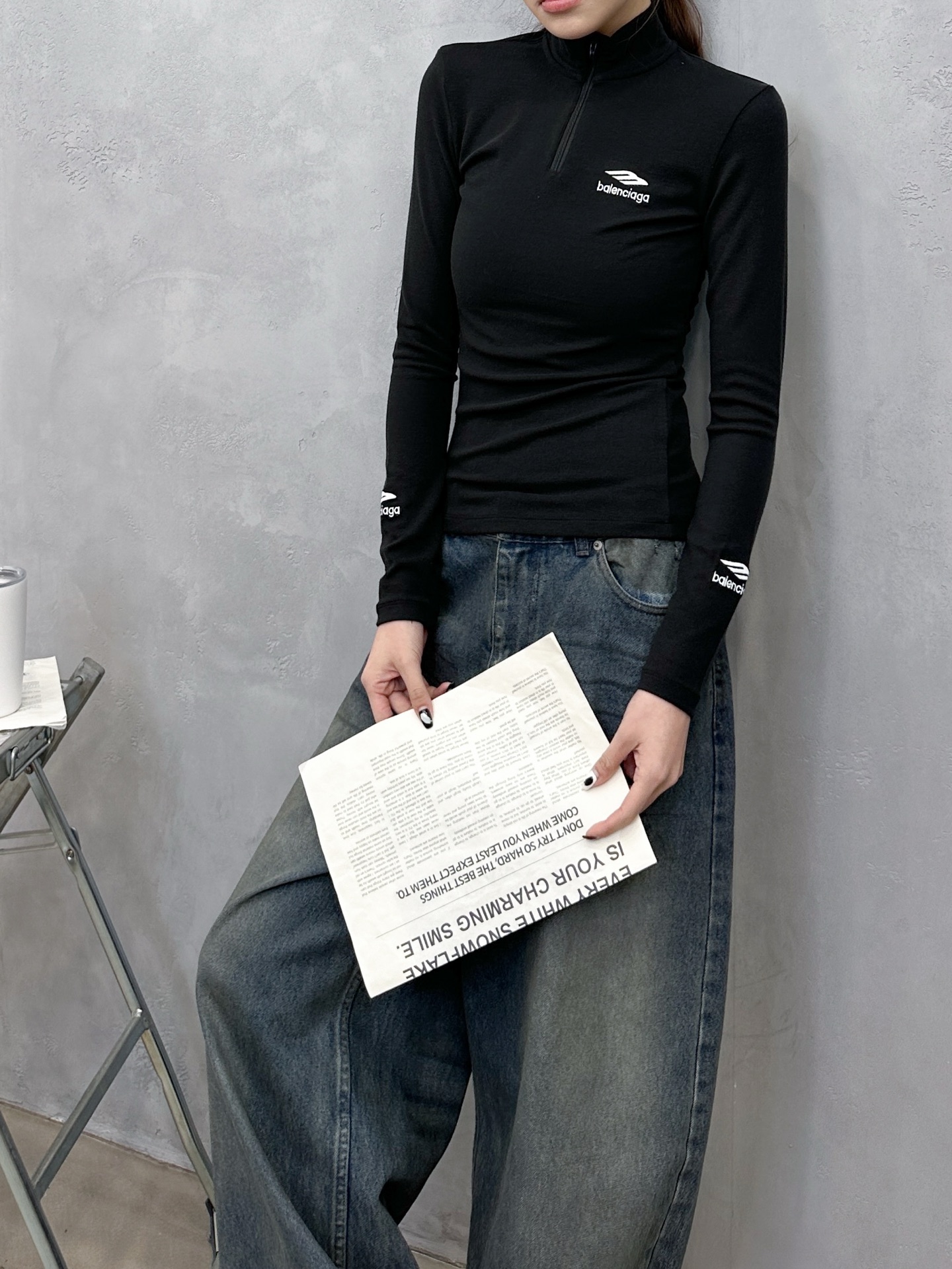 巴黎 ｜ 新款长袖打底，日本进口天丝羊毛混纺保暖面料，全身多处经典刺绣标，休闲时尚，尺码sml