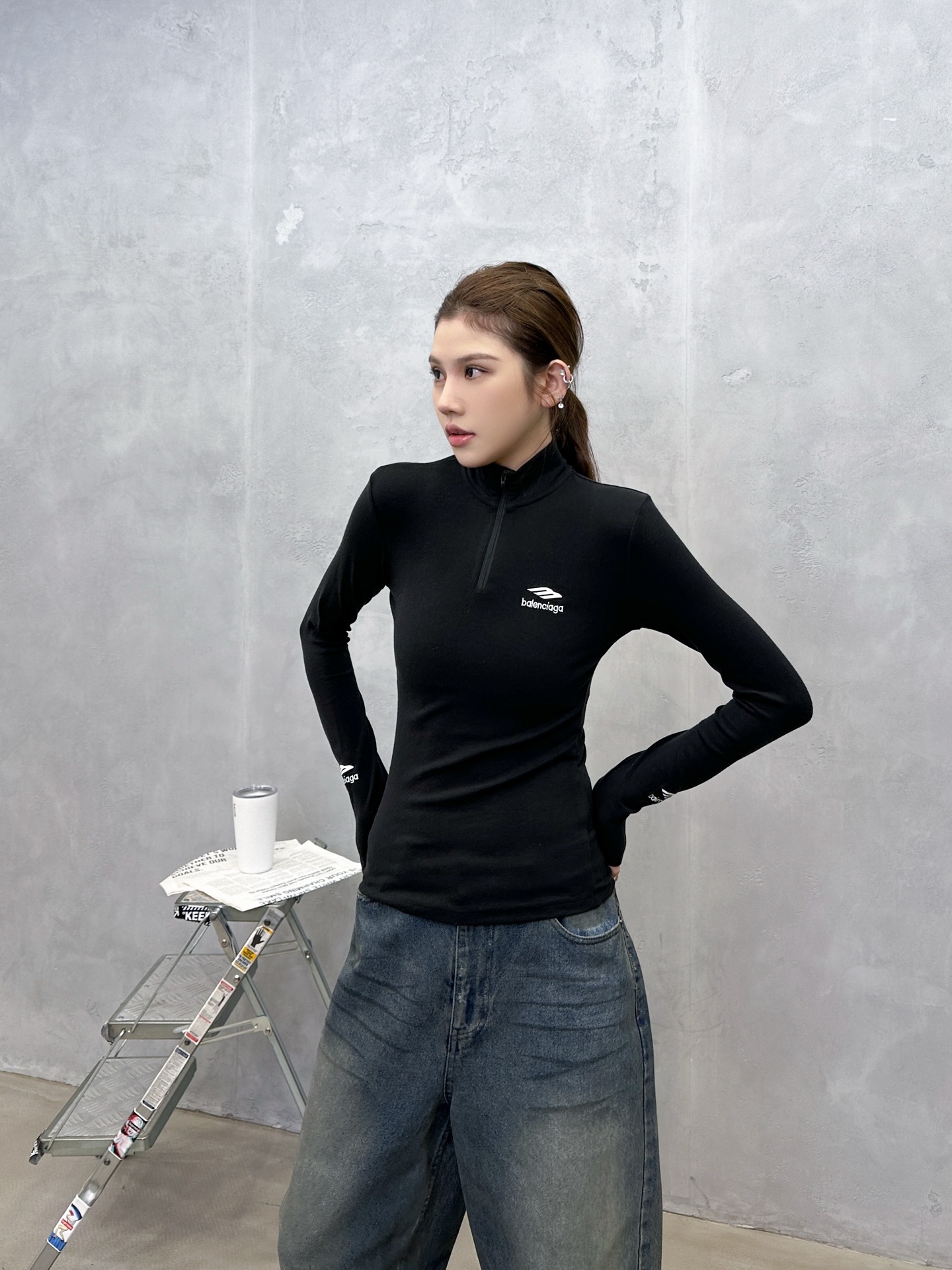 巴黎 ｜ 新款长袖打底，日本进口天丝羊毛混纺保暖面料，全身多处经典刺绣标，休闲时尚，尺码sml