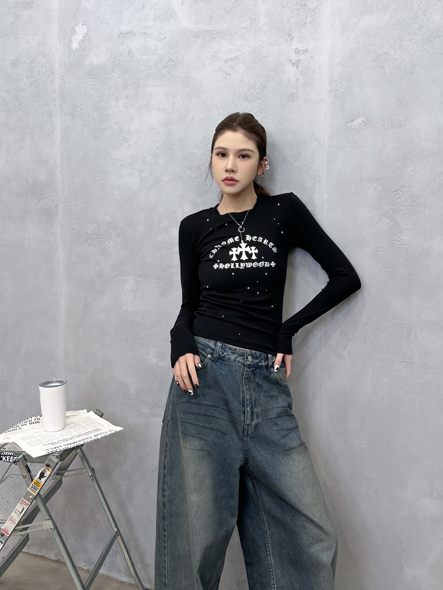 克罗心 ｜ 新款长袖打底，日本进口天丝羊毛面料，成衣烫钻工艺，休闲时尚，尺码sml