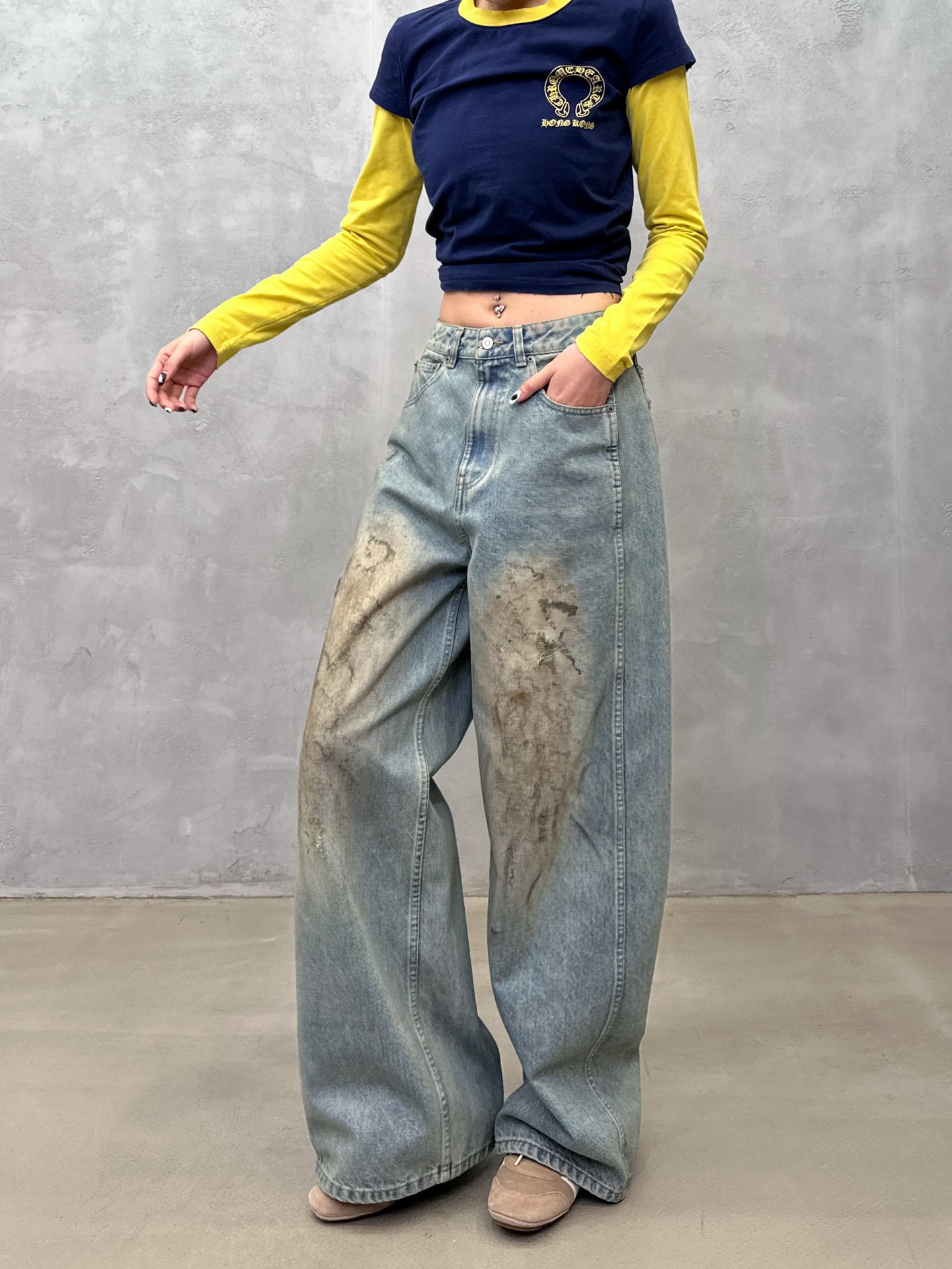 acne ｜ 新款休闲牛仔裤，成衣洗水喷色泥浆工艺加成衣贴布绣，时尚休闲，尺码sml