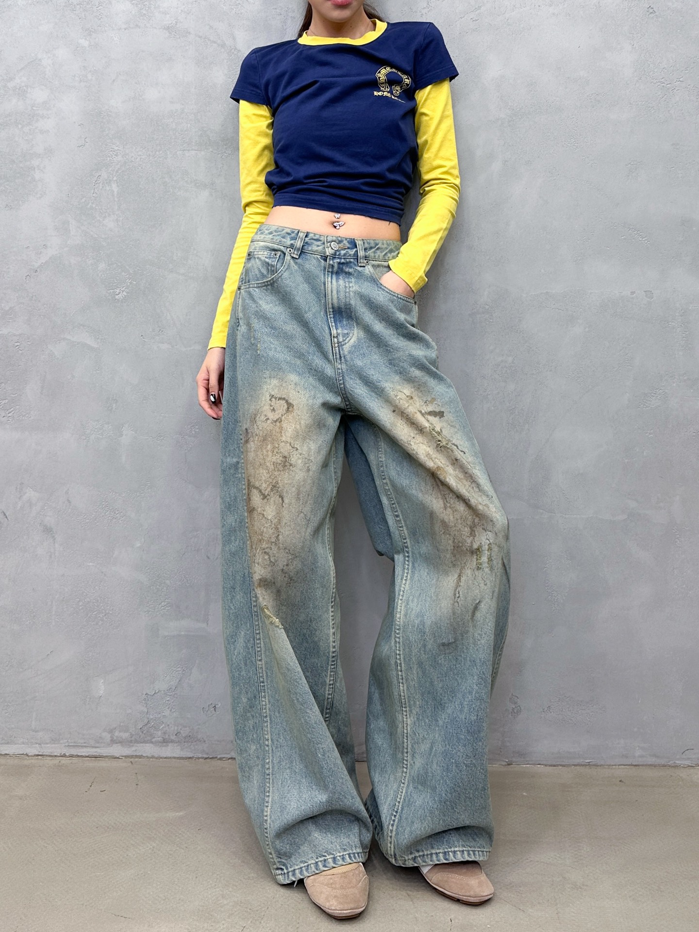 acne ｜ 新款休闲牛仔裤，成衣洗水喷色泥浆工艺加成衣贴布绣，时尚休闲，尺码sml