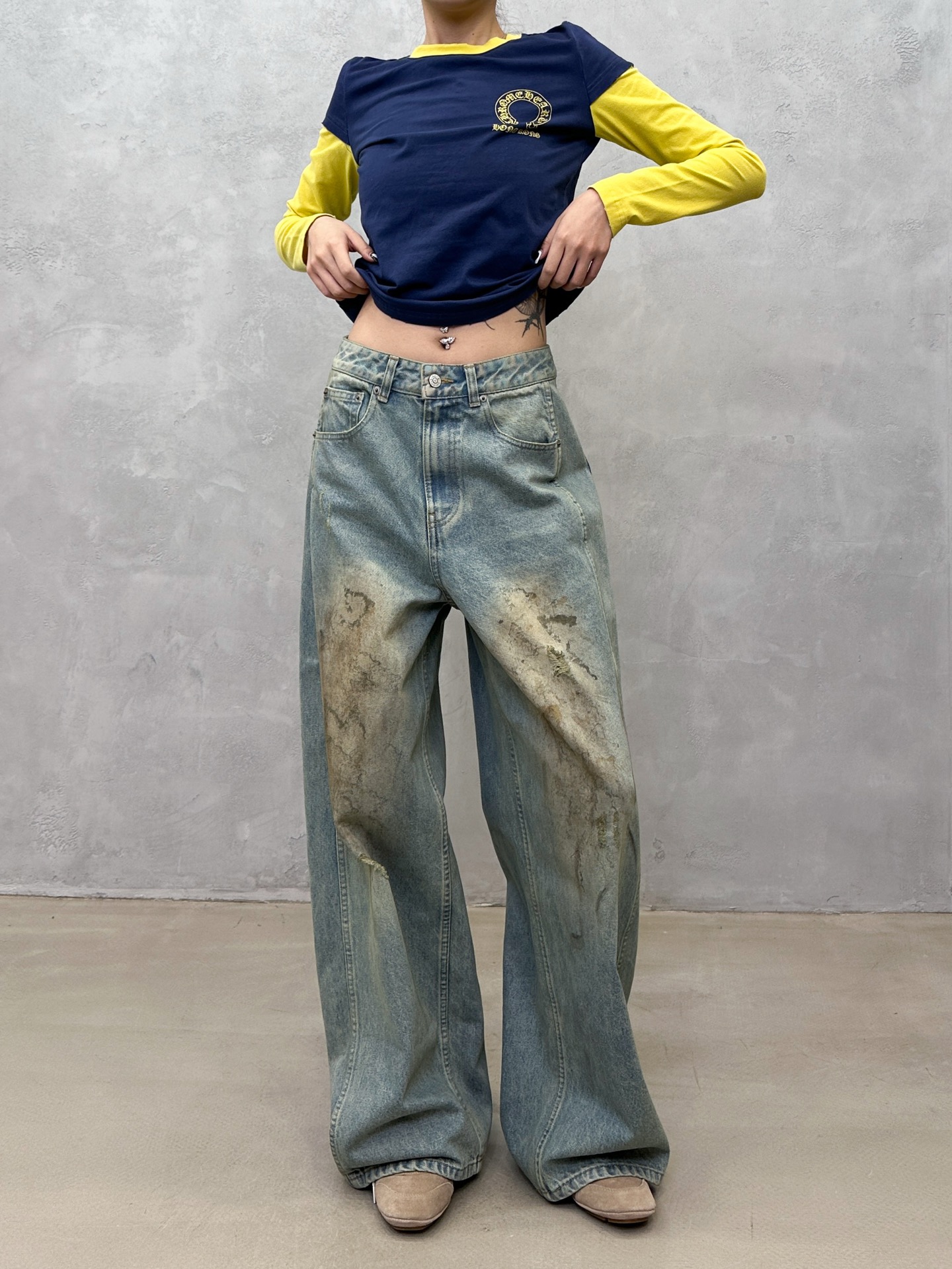 acne ｜ 新款休闲牛仔裤，成衣洗水喷色泥浆工艺加成衣贴布绣，时尚休闲，尺码sml