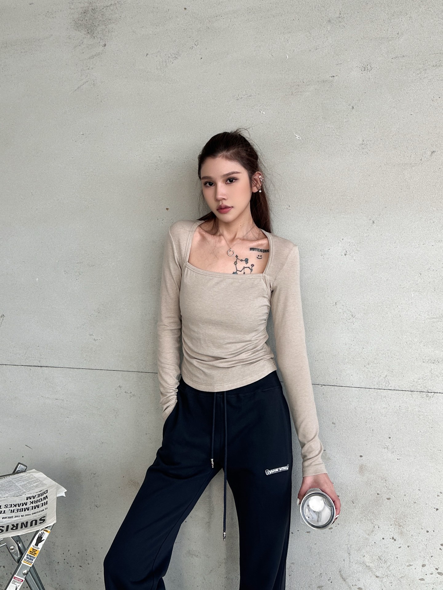 Acne ｜ 新款休闲长袖打底，日本进口天丝羊毛面料，亲肤感超强，侧缝领口特别设计款式，尺码sml