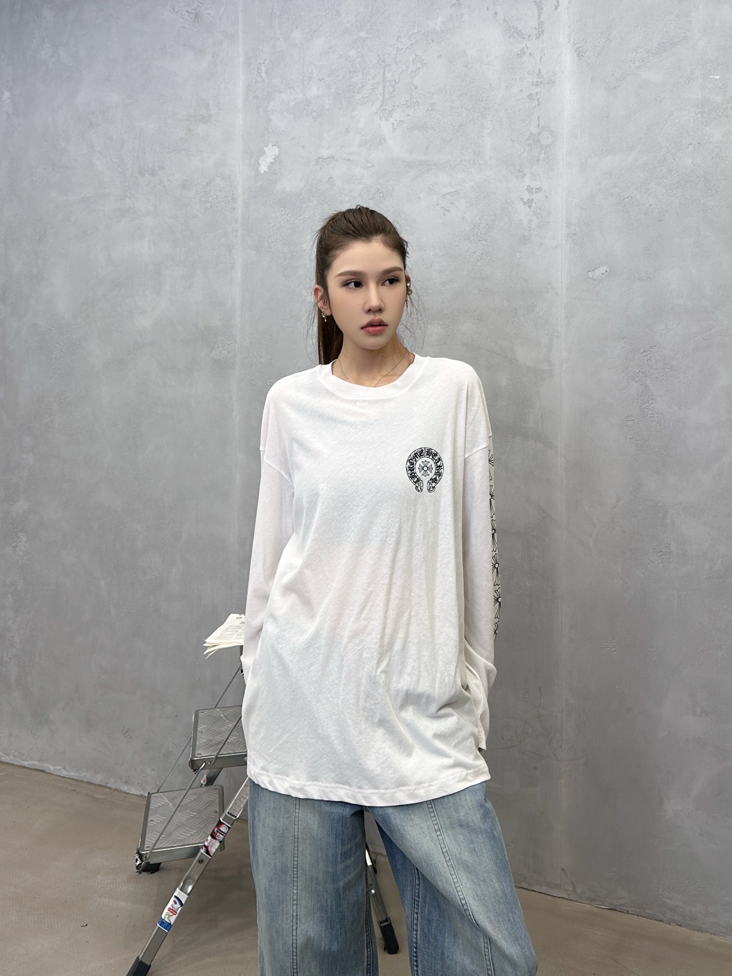 克罗心 ｜ 新款长袖t，成衣洗水加4处印花工艺，时尚休闲，男女同款，尺码sml