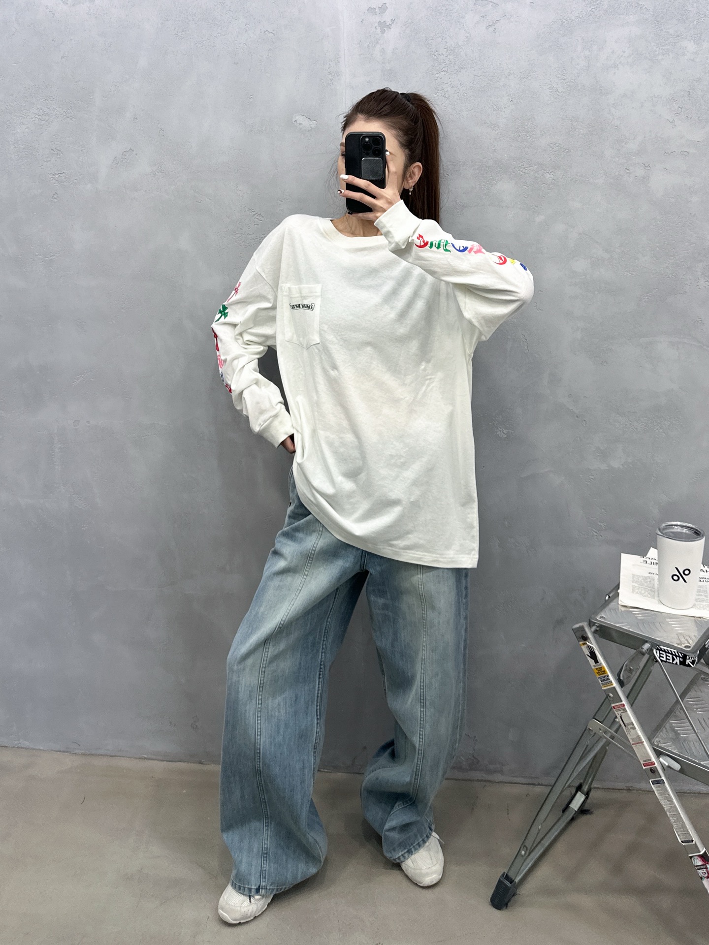 克罗心 ｜ 新款长袖t，成衣洗水加5处彩色印花工艺，进口亚麻棉面料，男女同款，尺码sml