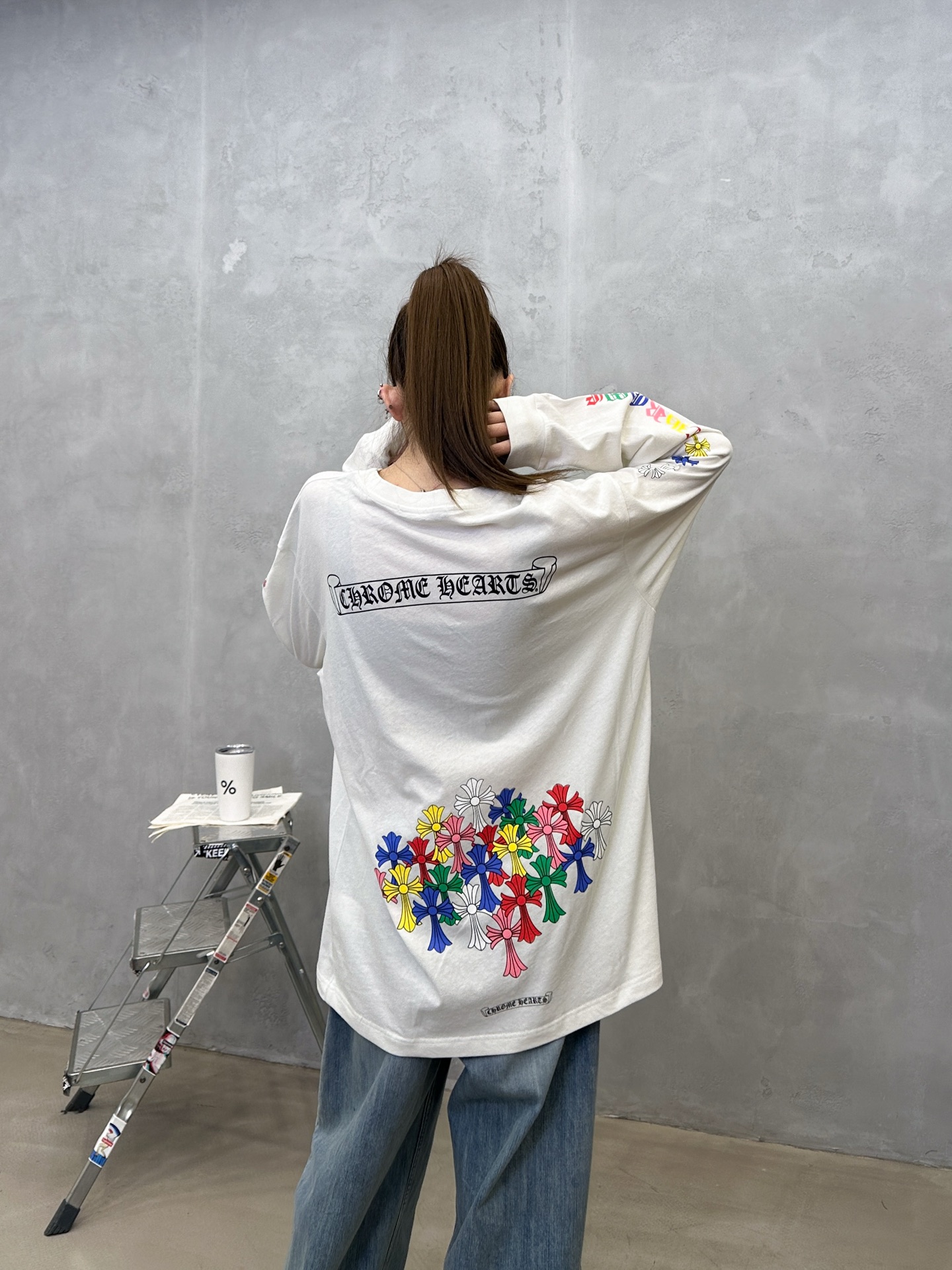 克罗心 ｜ 新款长袖t，成衣洗水加5处彩色印花工艺，进口亚麻棉面料，男女同款，尺码sml