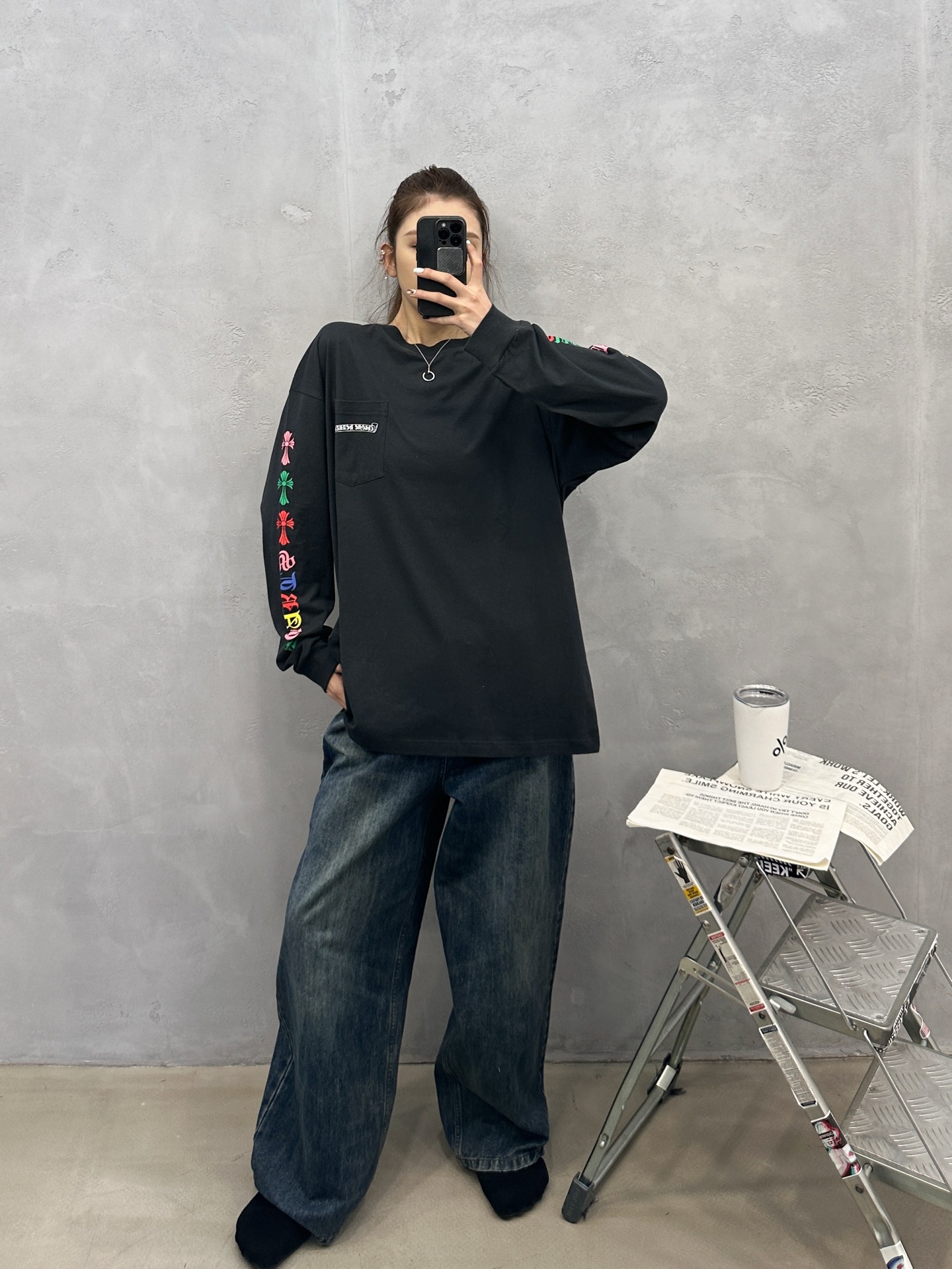 克罗心 ｜ 新款长袖t，成衣洗水加5处彩色印花工艺，进口亚麻棉面料，男女同款，尺码sml