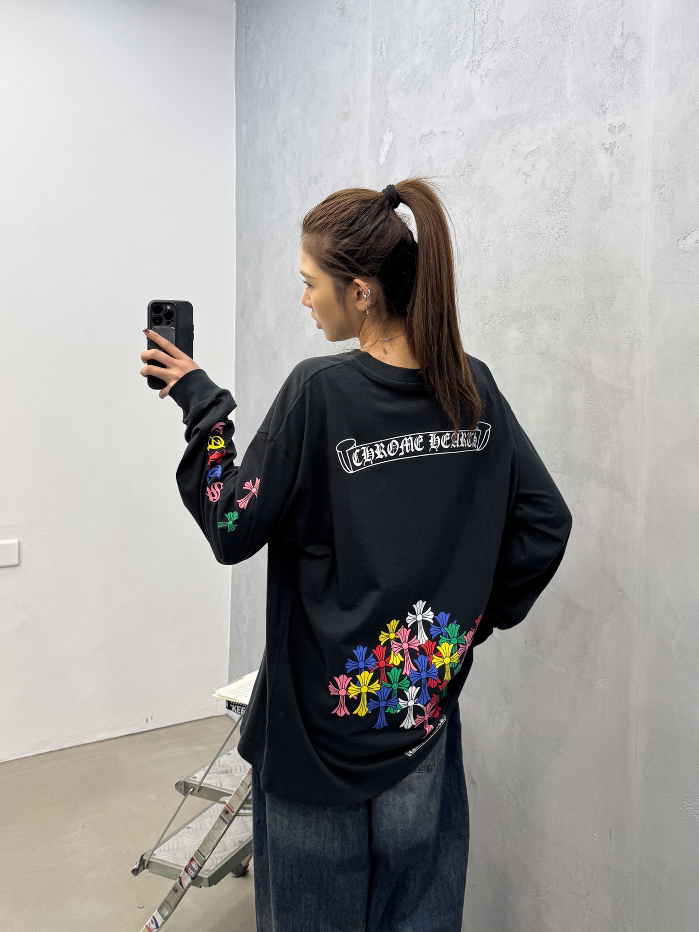 克罗心 ｜ 新款长袖t，成衣洗水加5处彩色印花工艺，进口亚麻棉面料，男女同款，尺码sml