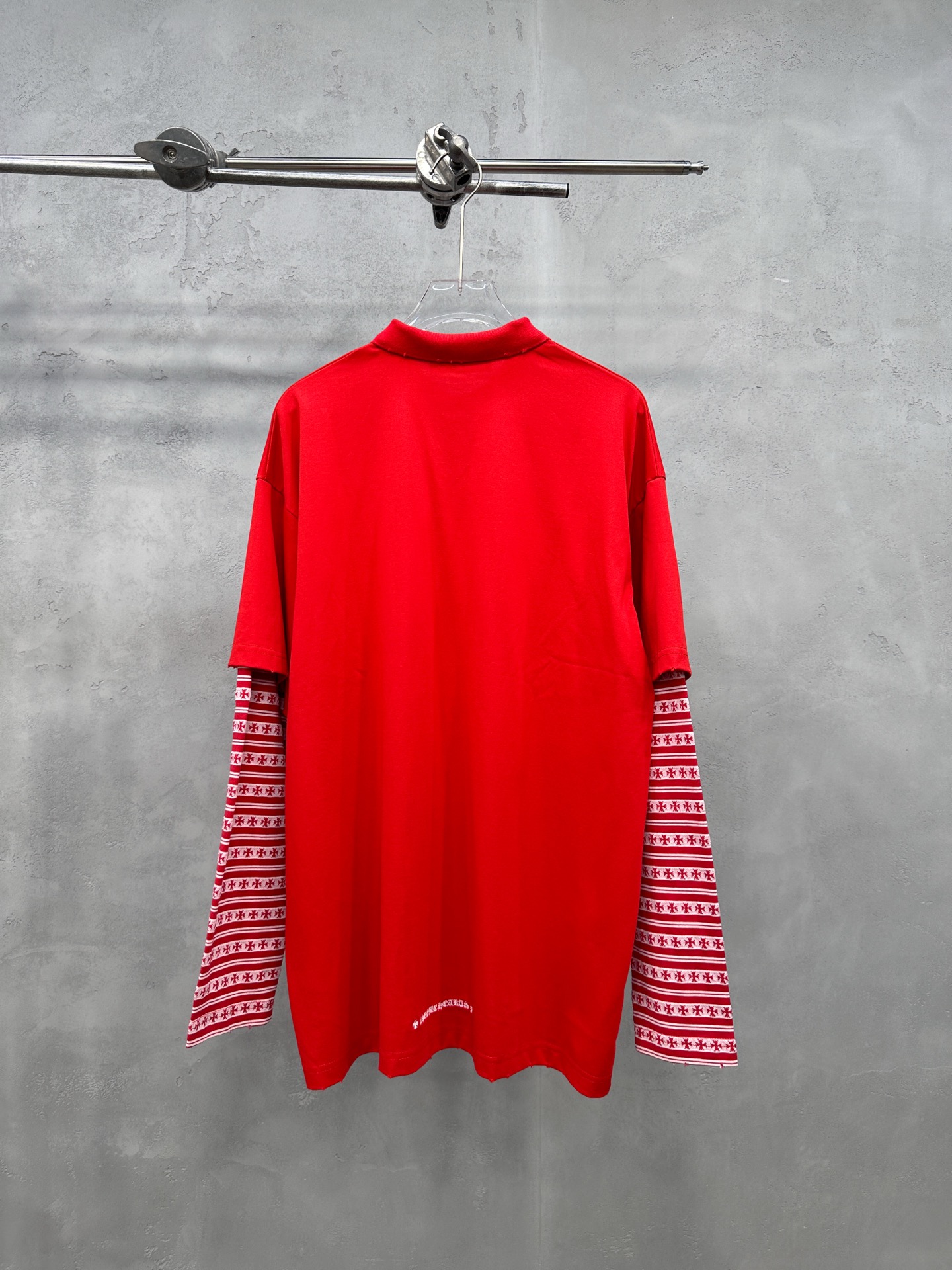 克罗心 ｜ 新款长袖polo，成衣洗水吊磨工艺，经典刺绣标，品牌提花面料拼接假两件款式，男女同款，尺码s