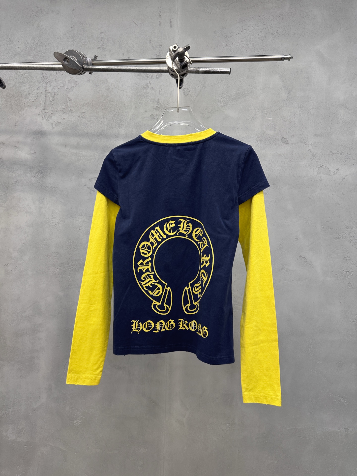 克罗心 ｜ 新款长袖t，成衣洗水炒色印花工艺，经典假两件款式，休闲时尚，尺码sml