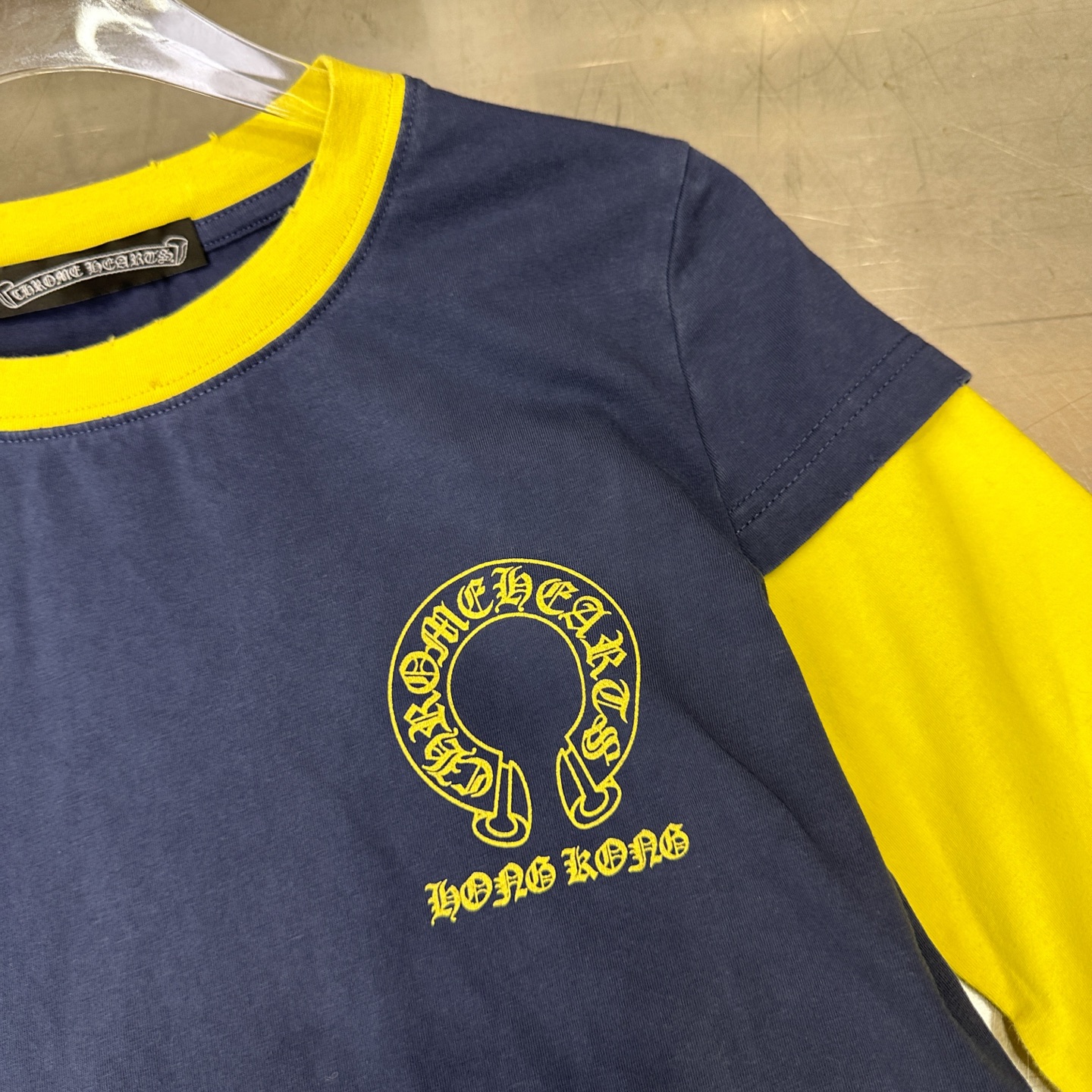 克罗心 ｜ 新款长袖t，成衣洗水炒色印花工艺，经典假两件款式，休闲时尚，尺码sml