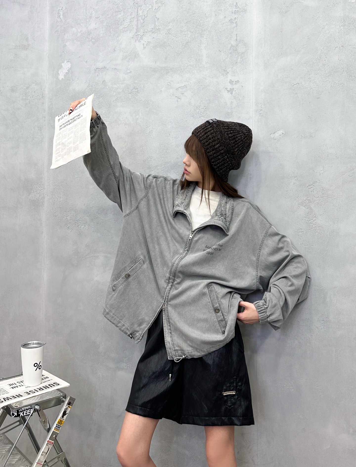 Acne ｜ 新款风衣夹克，成衣重洗水炒色工艺，经典印花标，休闲时尚，男女同款，尺码sml