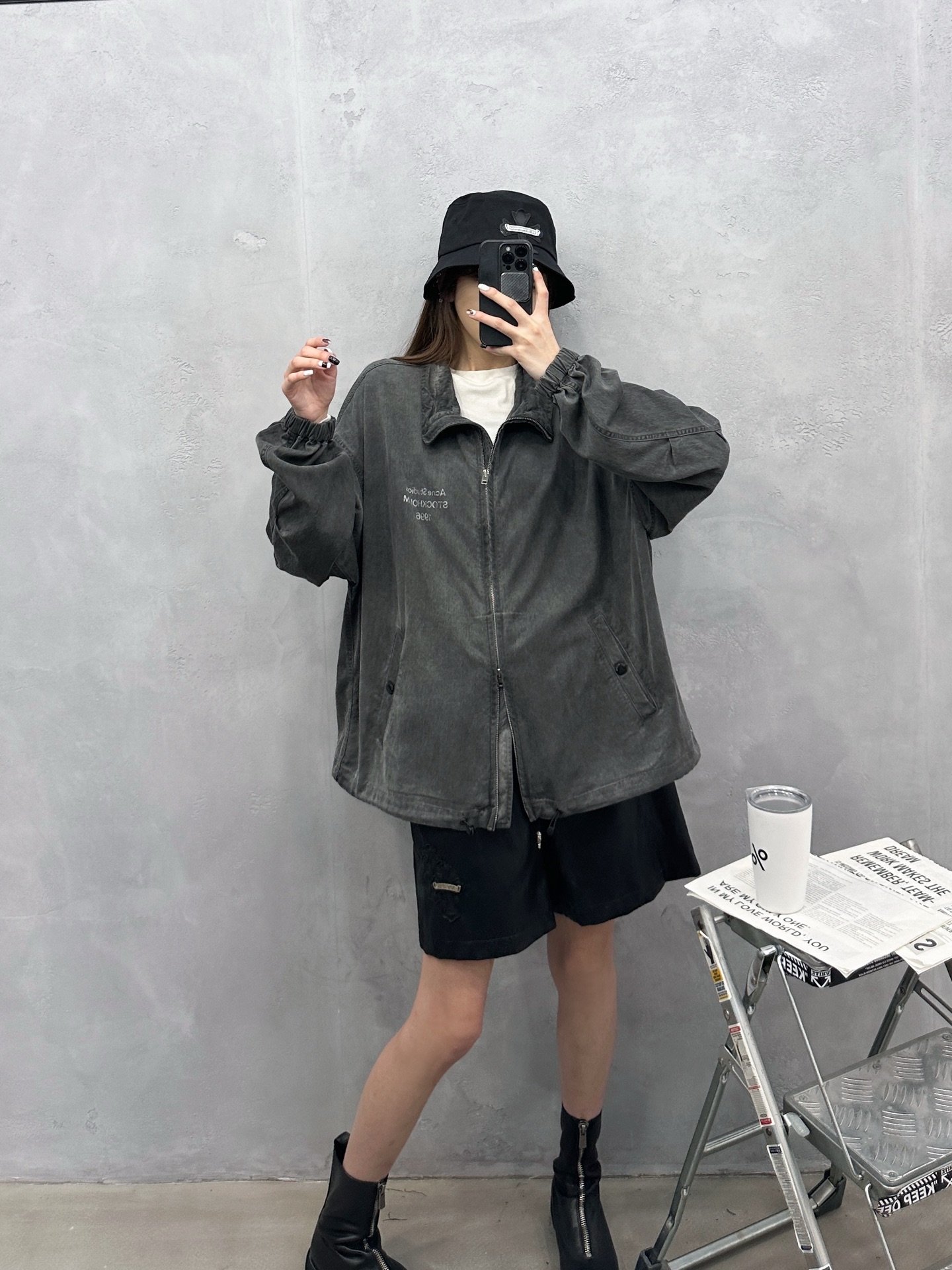 Acne ｜ 新款风衣夹克，成衣重洗水炒色工艺，经典印花标，休闲时尚，男女同款，尺码sml
