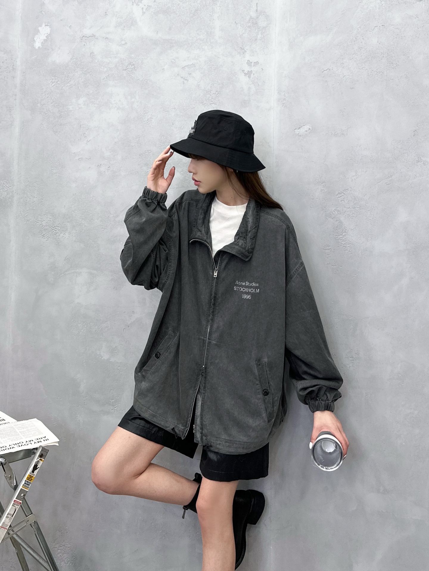 Acne ｜ 新款风衣夹克，成衣重洗水炒色工艺，经典印花标，休闲时尚，男女同款，尺码sml