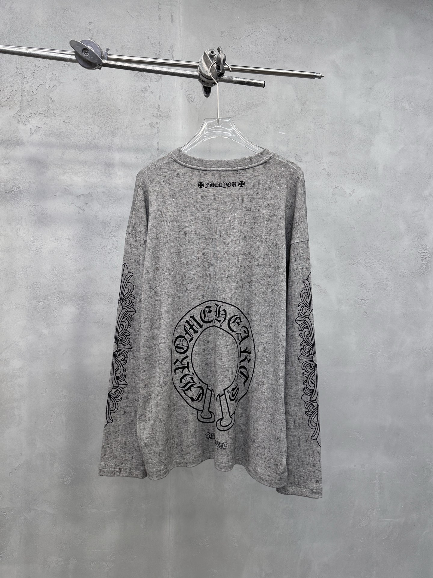 克罗心 ｜ 新款长袖t，成衣洗水加5处印花工艺，进口人棉混纺面料，男女同款，尺码sml