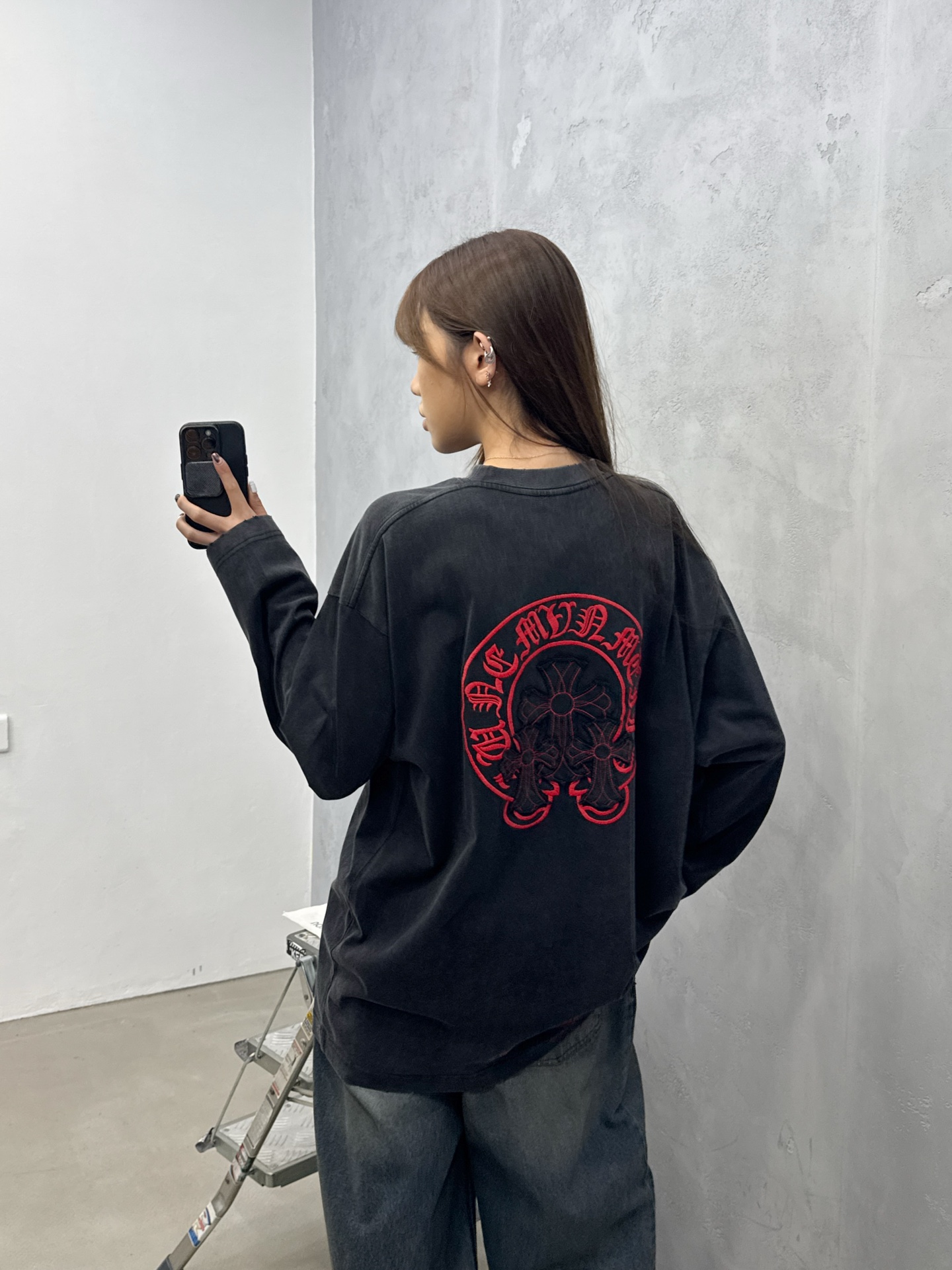 克罗心 ｜ 新款长袖t，成衣洗水炒色吊磨工艺加平绣贴布绣叠加，男女同款，尺码sml