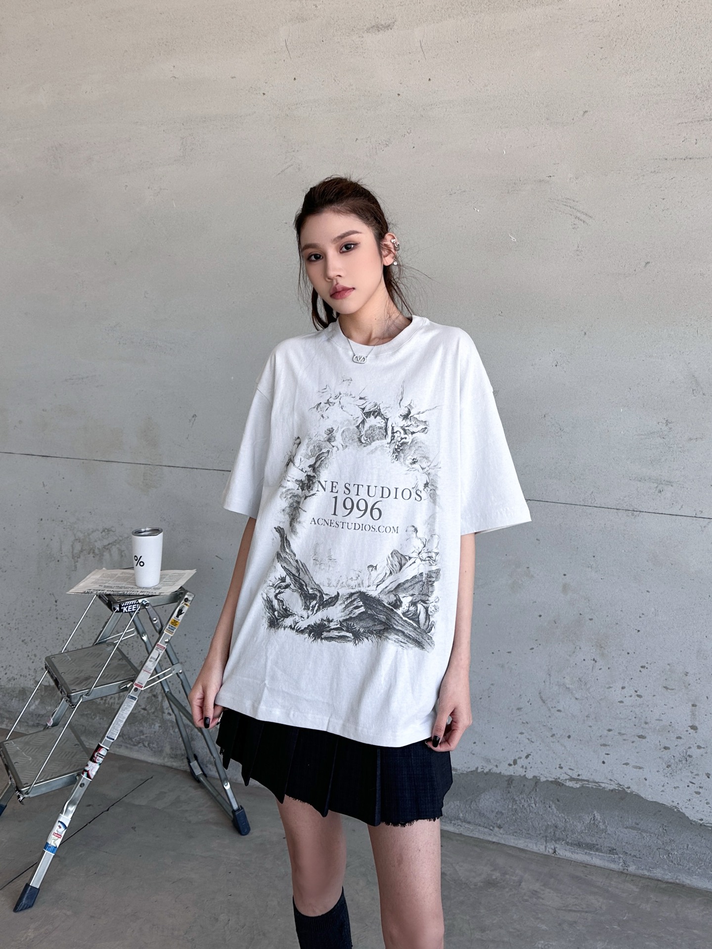 🌾Acne ｜ 新款短袖t，成衣洗水工艺加前后白墨直喷印花，休闲时尚，尺码sml