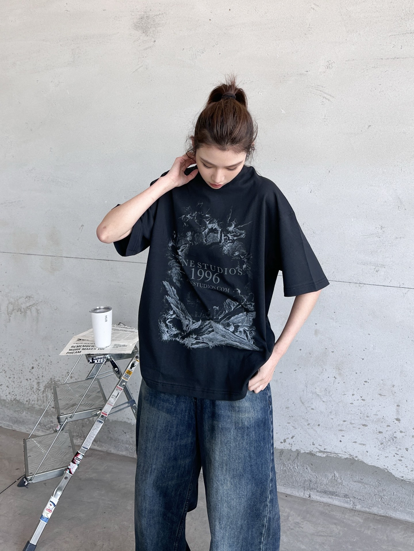 🌾Acne ｜ 新款短袖t，成衣洗水工艺加前后白墨直喷印花，休闲时尚，尺码sml