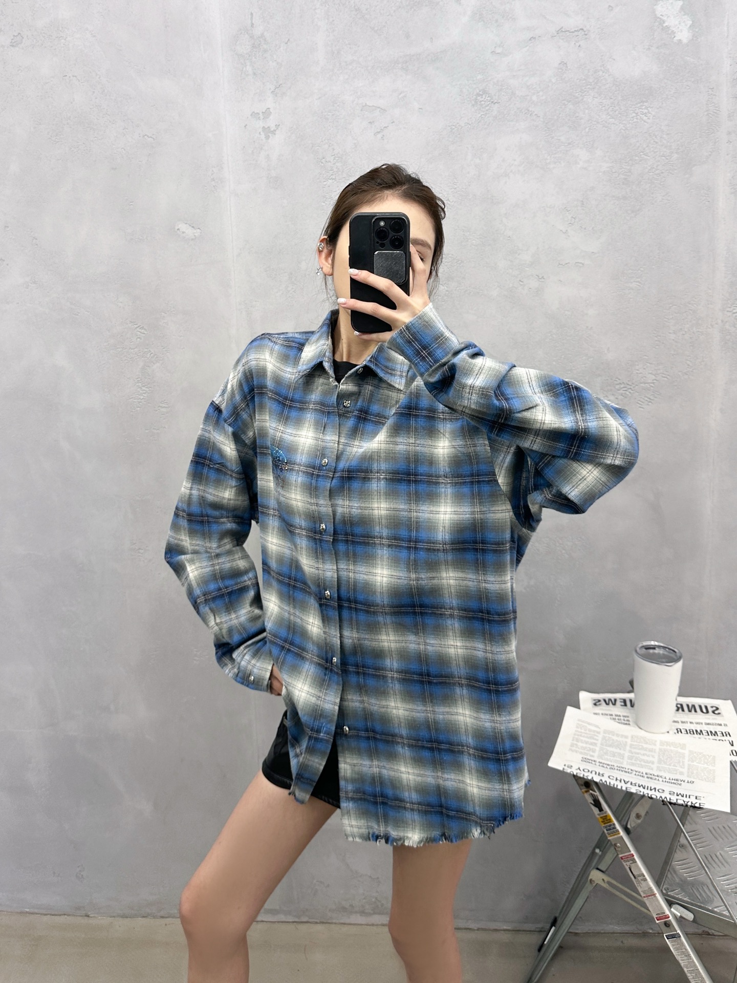。克罗心 ｜ 新款格子衬衣，成衣洗水烫钻工艺，全棉格子面料，男女同款，尺码sml