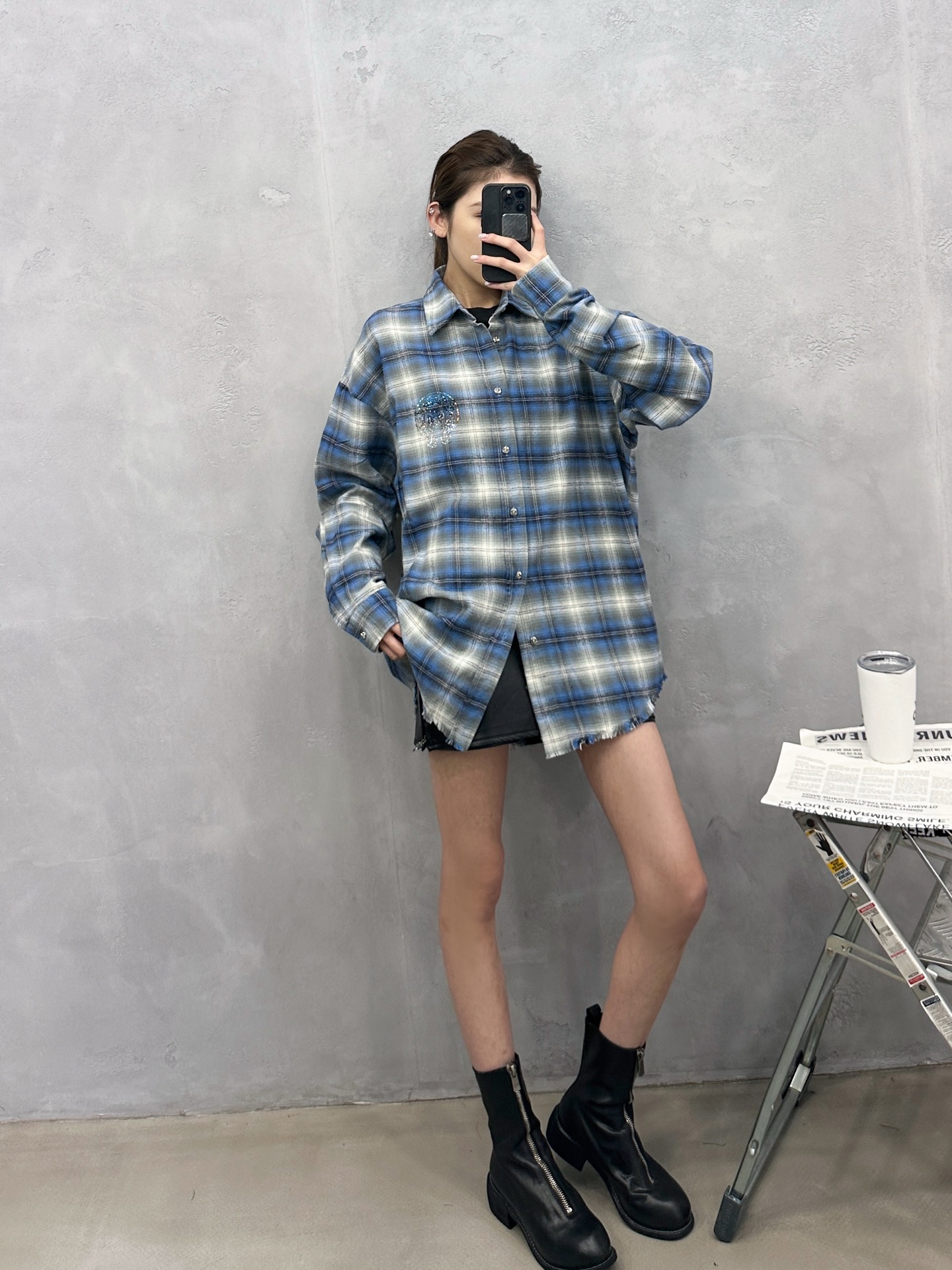 。克罗心 ｜ 新款格子衬衣，成衣洗水烫钻工艺，全棉格子面料，男女同款，尺码sml