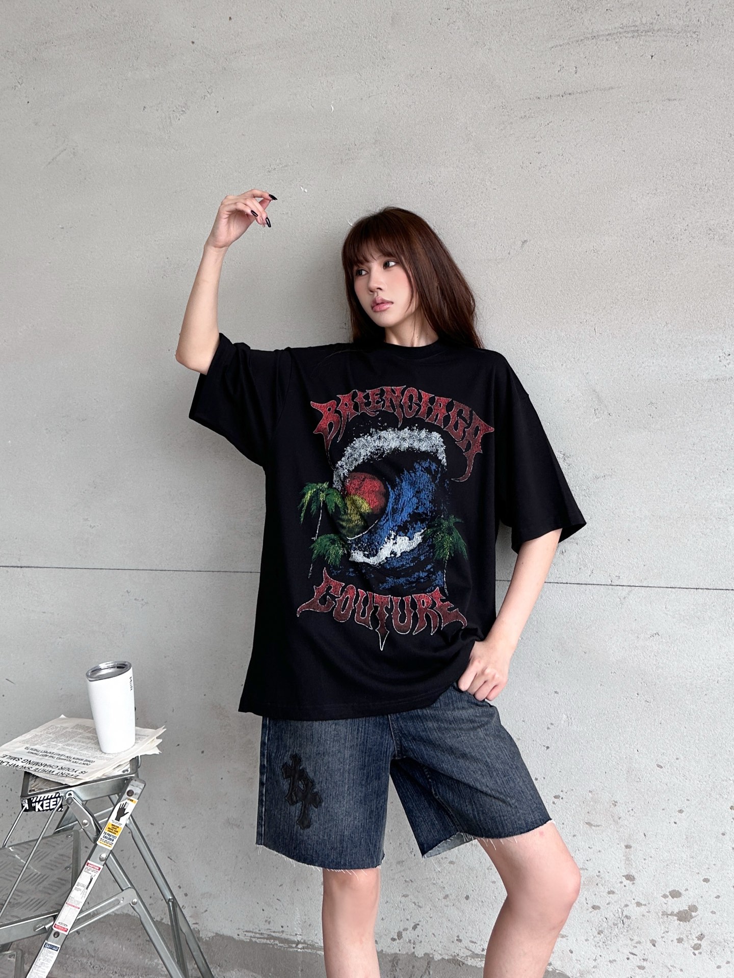 🌾巴黎 ｜ 新款短袖t，成衣洗水加彩色粉浆印花工艺，休闲时尚，男女同款，尺码sml