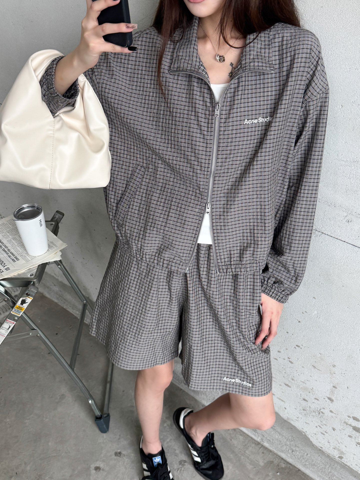 🌾Acne ｜ 新款风衣夹克，前后品牌经典印花标，面料洗水加软工艺，定织色织格纹面料，休闲时尚，尺码sm