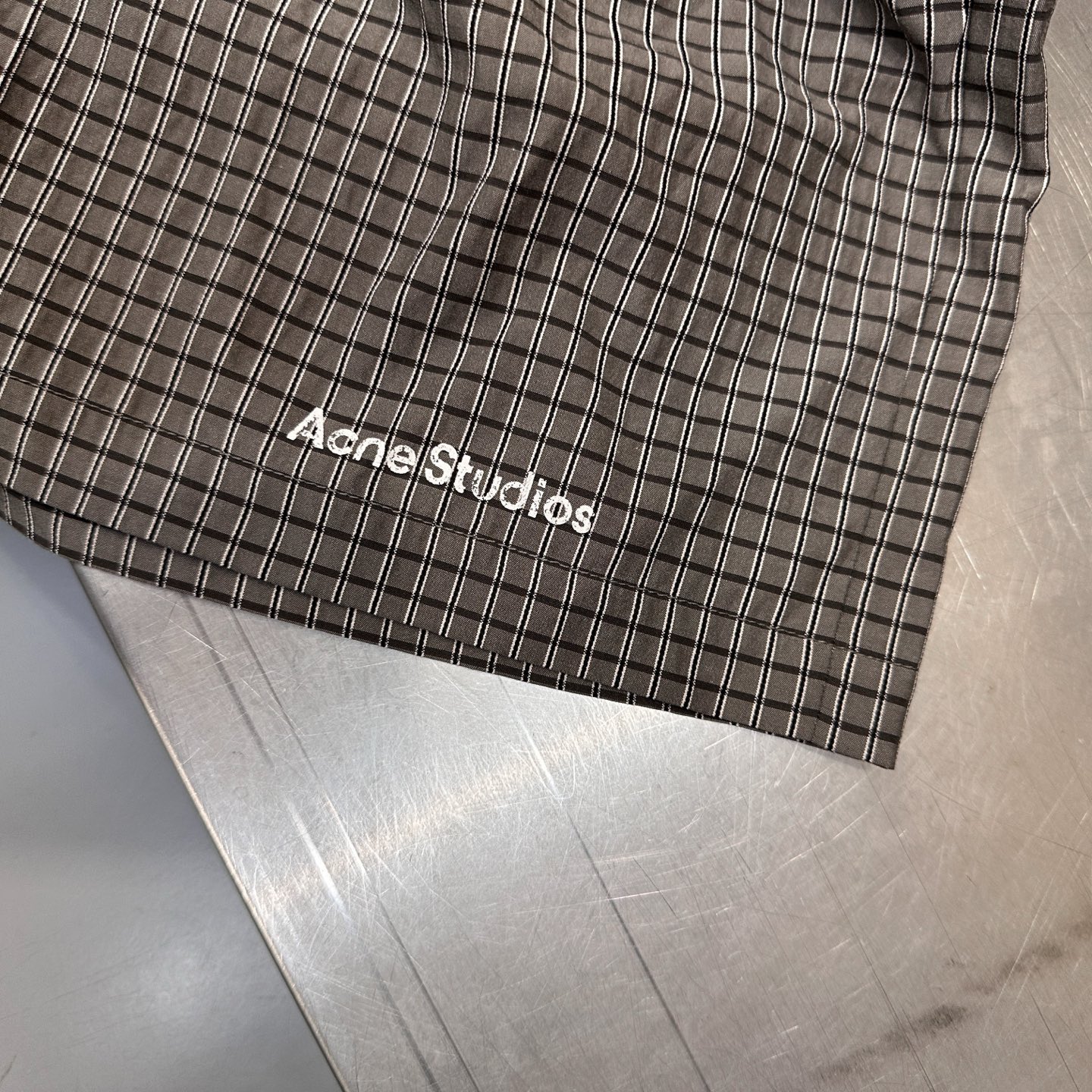 🌾Acne ｜ 新款休闲短裤，品牌经典印花标，定织色织格纹面料，男女同款，尺码sml