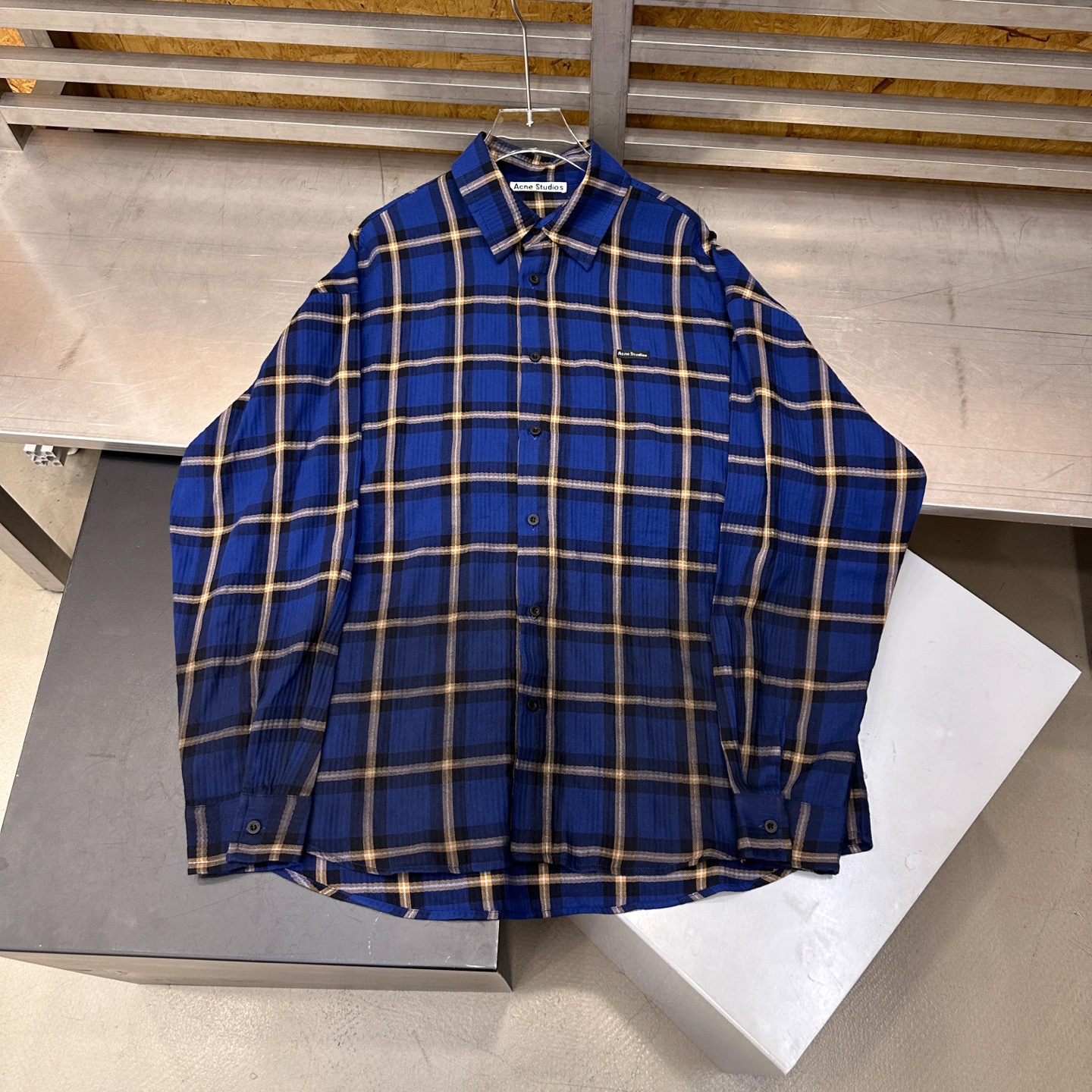 Acne ｜ 新款休闲衬衣，品牌经典刺绣标，成衣洗水喷色工艺，全棉色织格纹面料，男女同款，尺码sml