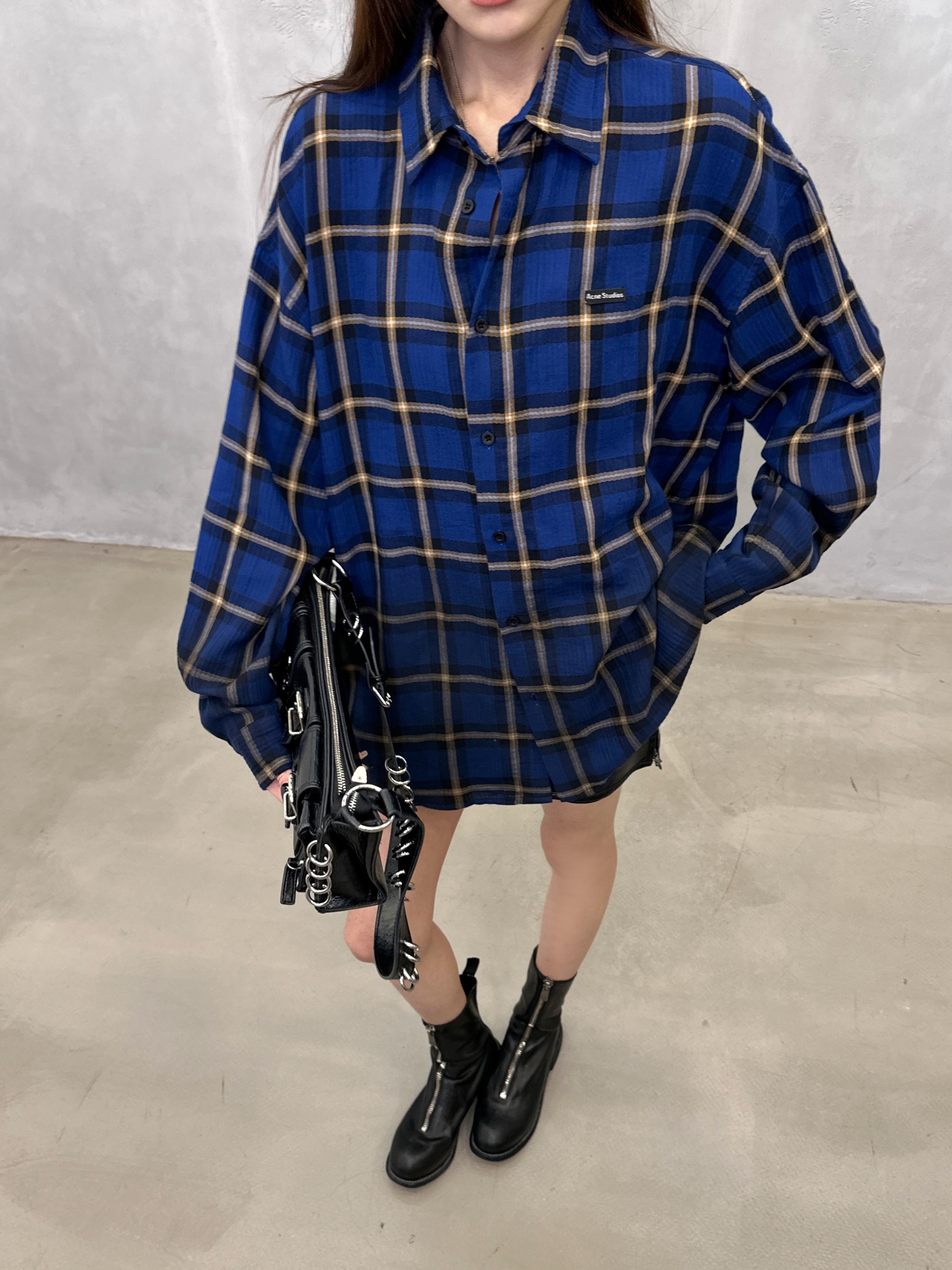 Acne ｜ 新款休闲衬衣，品牌经典刺绣标，成衣洗水喷色工艺，全棉色织格纹面料，男女同款，尺码sml