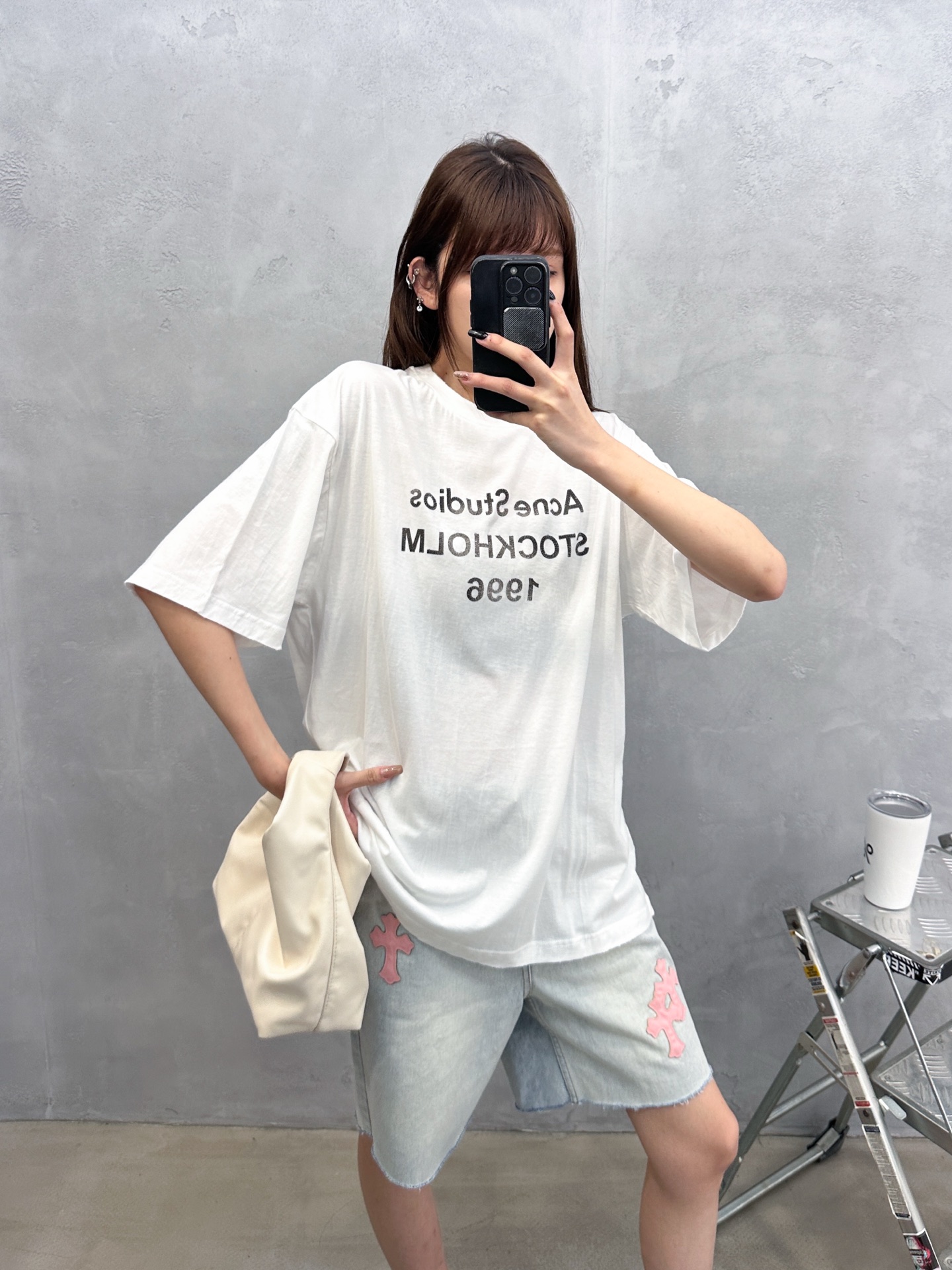 🌾Acne ｜ 新款短袖t，成衣洗水吊磨印花烫钻工艺，休闲时尚，尺码sml