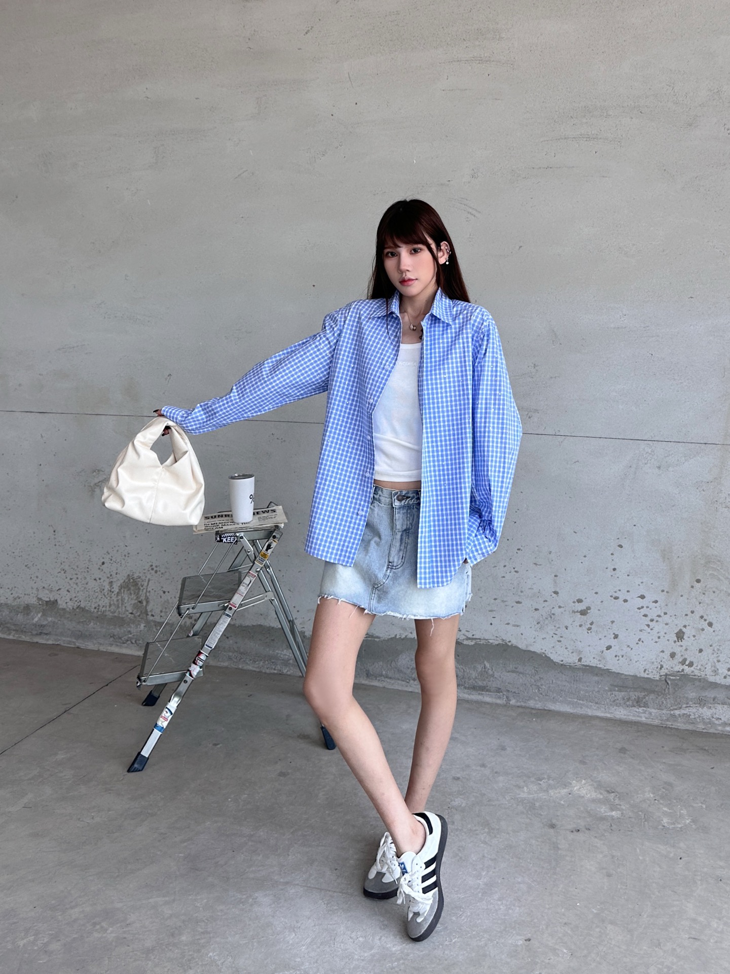 🌾Acne ｜ 新款休闲衬衣，品牌最新全棉色织格纹面料，成衣全身烫钻工艺，休闲时尚，尺码sml