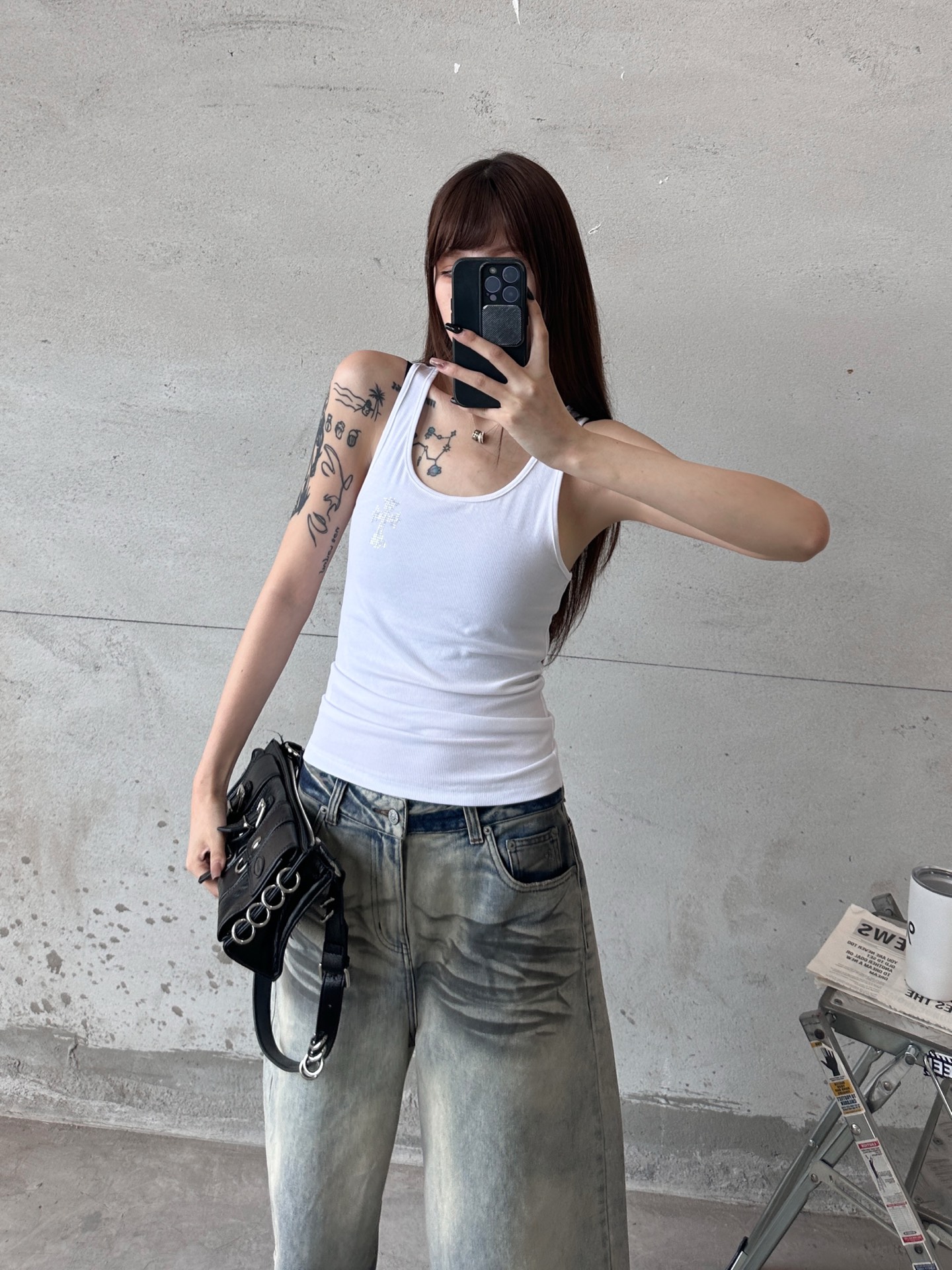🌾克罗心 ｜ 新款背心，进口莱赛尔莫代尔长绒棉面料，高级感强，前后烫钻工艺，休闲时尚，尺码sml