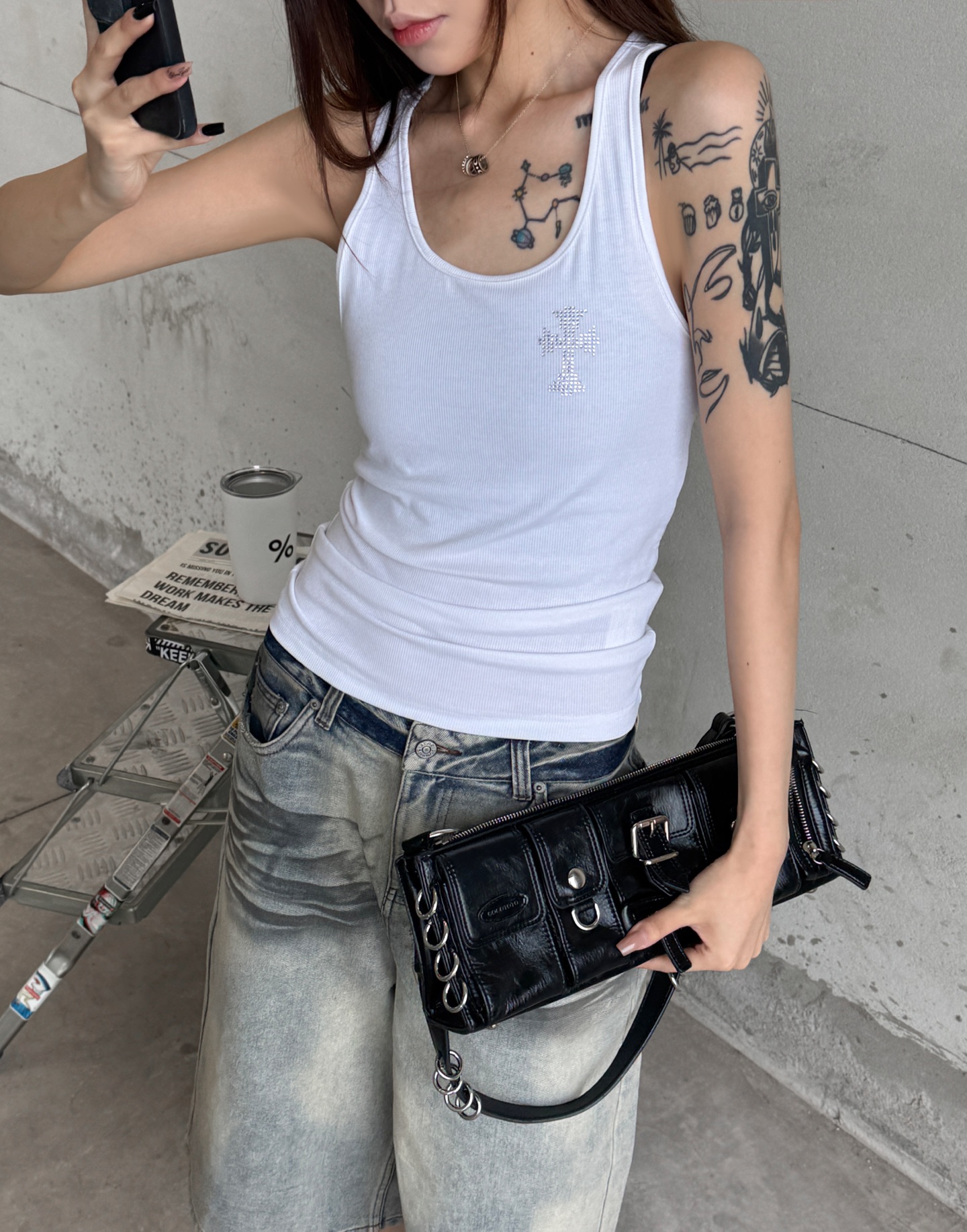 🌾克罗心 ｜ 新款背心，进口莱赛尔莫代尔长绒棉面料，高级感强，前后烫钻工艺，休闲时尚，尺码sml